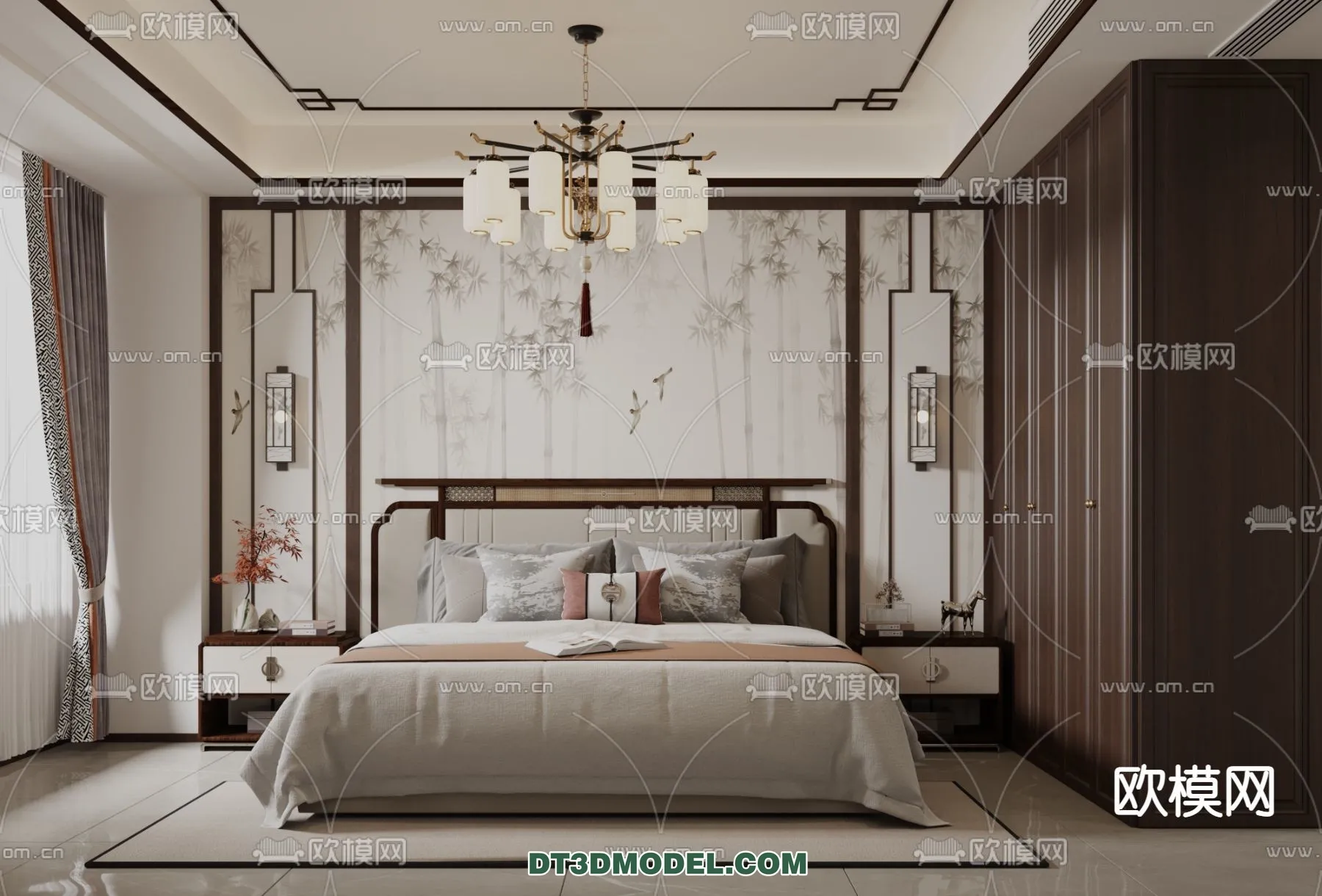 BEDROOM – CHINESE STYLE – 3D Model For Interior Design – 532