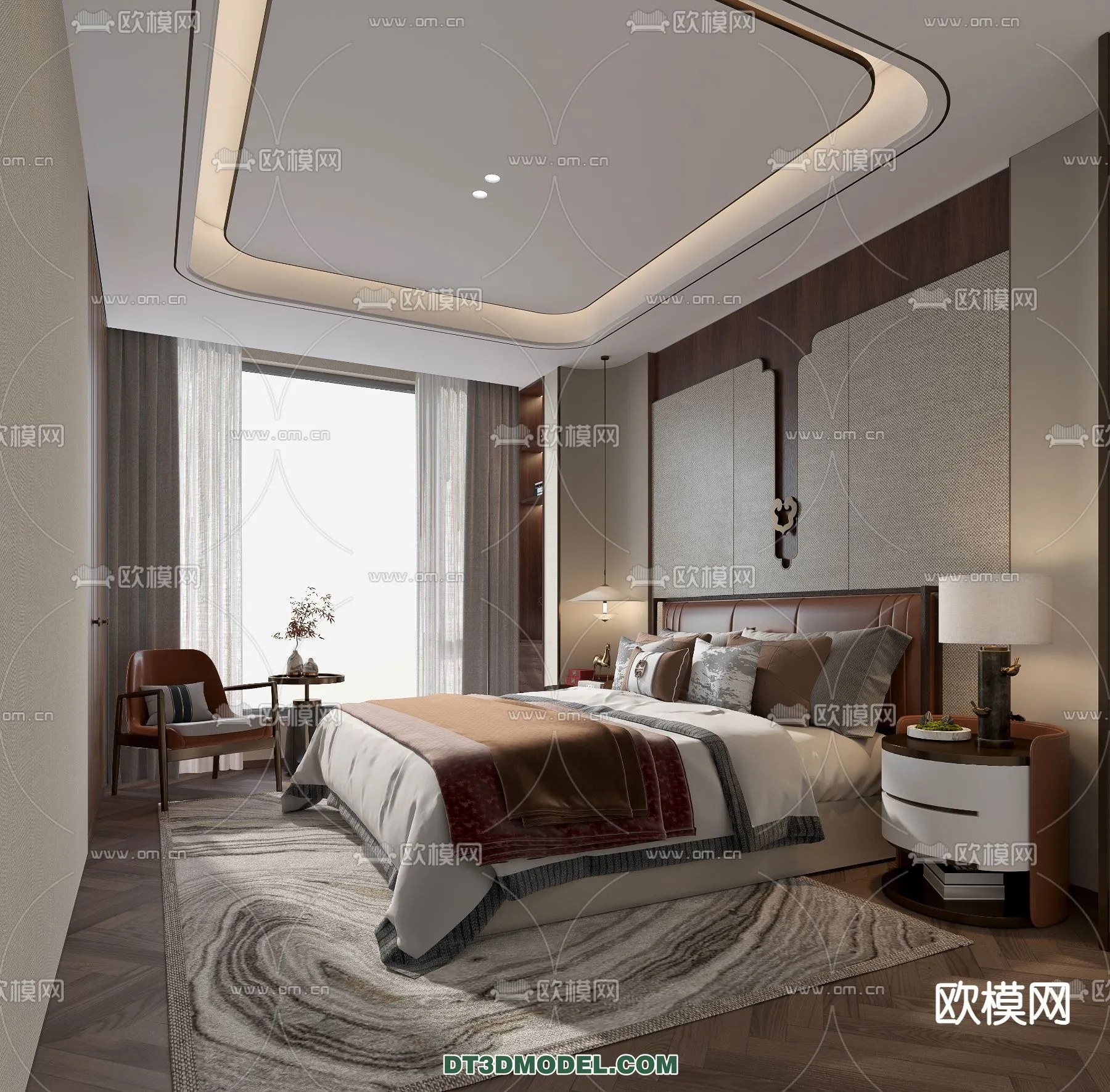 BEDROOM – CHINESE STYLE – 3D Model For Interior Design – 534