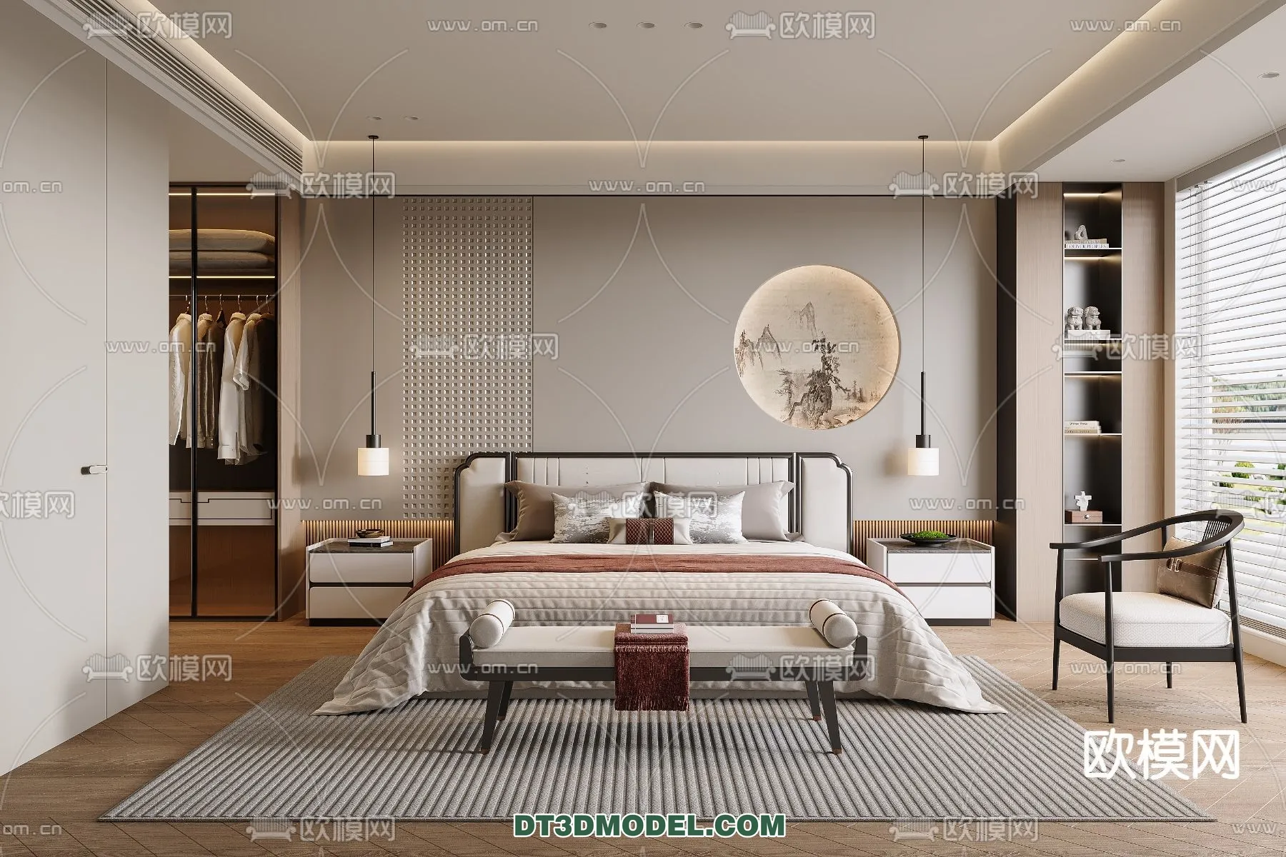 BEDROOM – CHINESE STYLE – 3D Model For Interior Design – 535