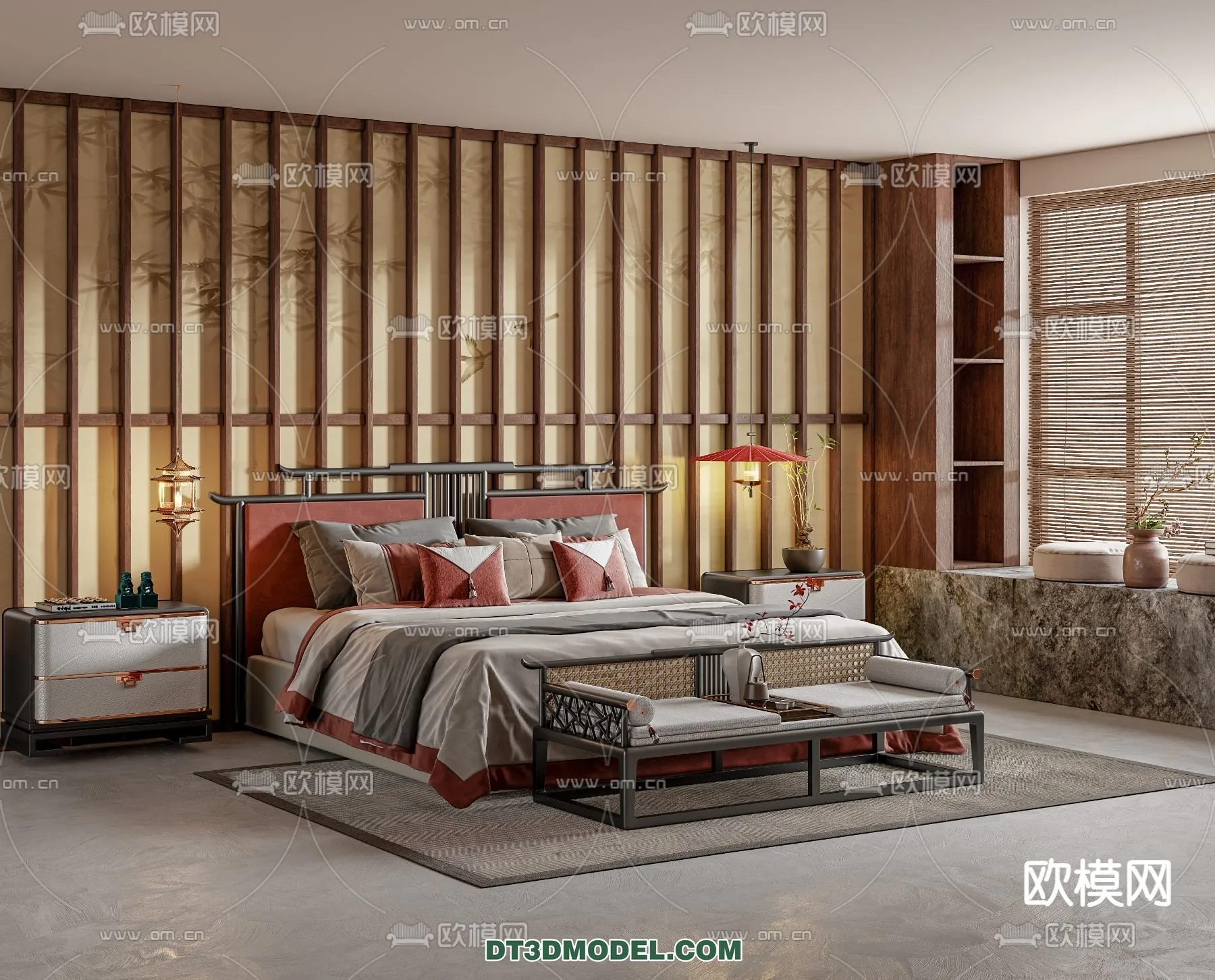 BEDROOM – CHINESE STYLE – 3D Model For Interior Design – 537