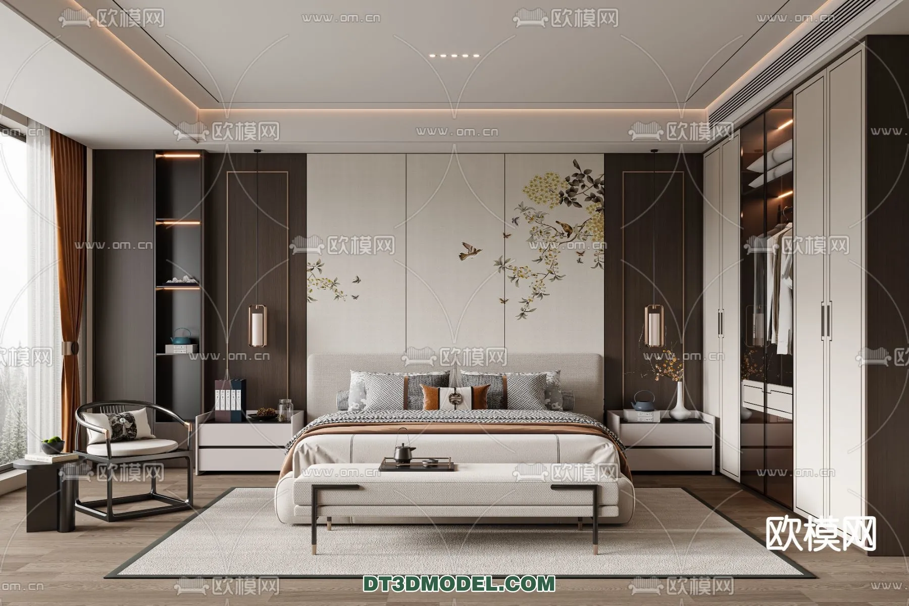 BEDROOM – CHINESE STYLE – 3D Model For Interior Design – 538