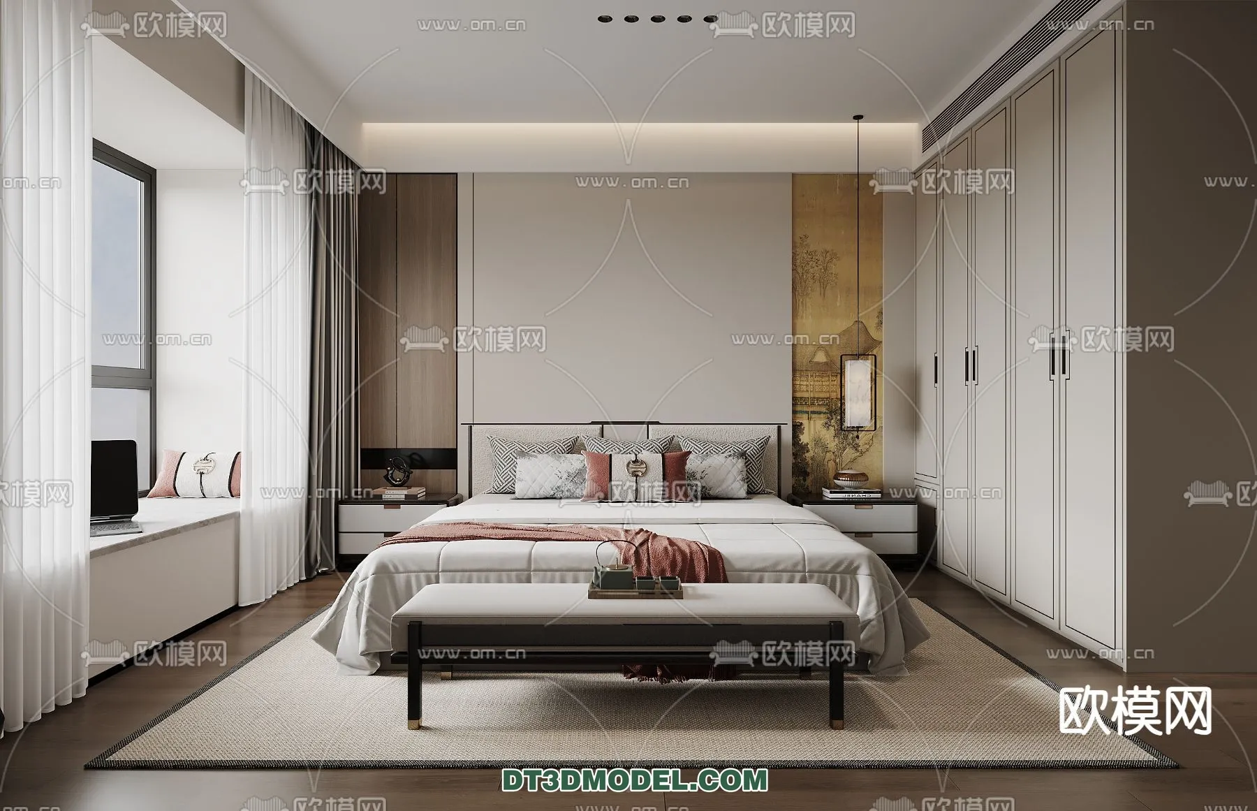 BEDROOM – CHINESE STYLE – 3D Model For Interior Design – 539