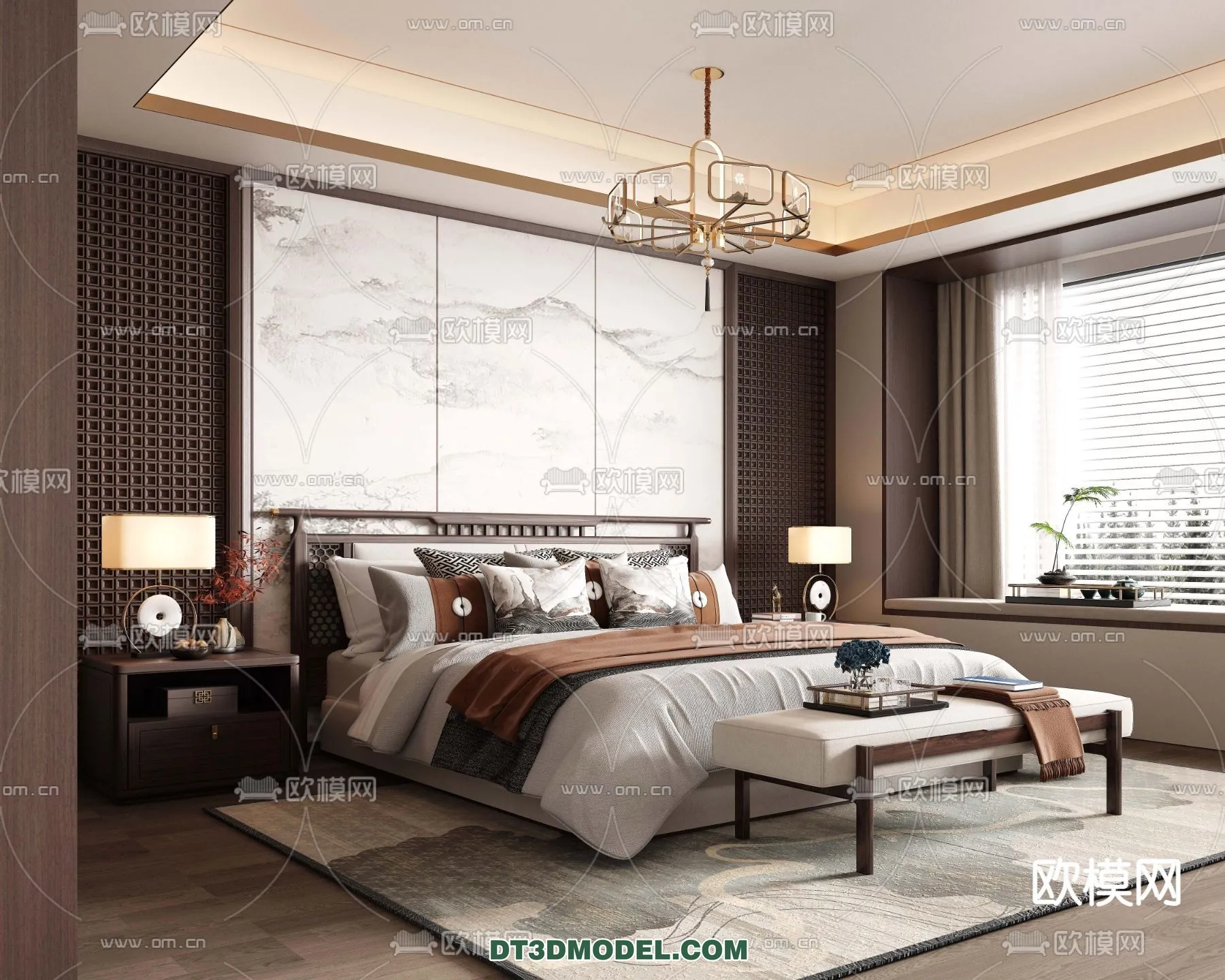 BEDROOM – CHINESE STYLE – 3D Model For Interior Design – 540