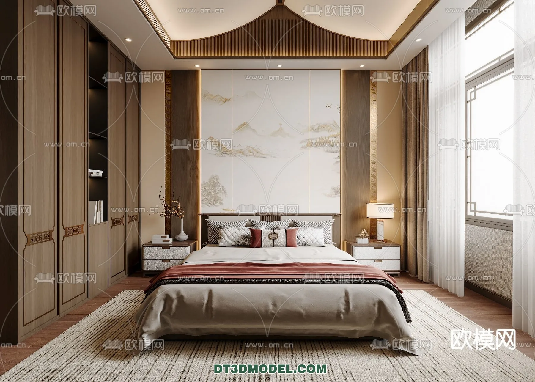 BEDROOM – CHINESE STYLE – 3D Model For Interior Design – 541