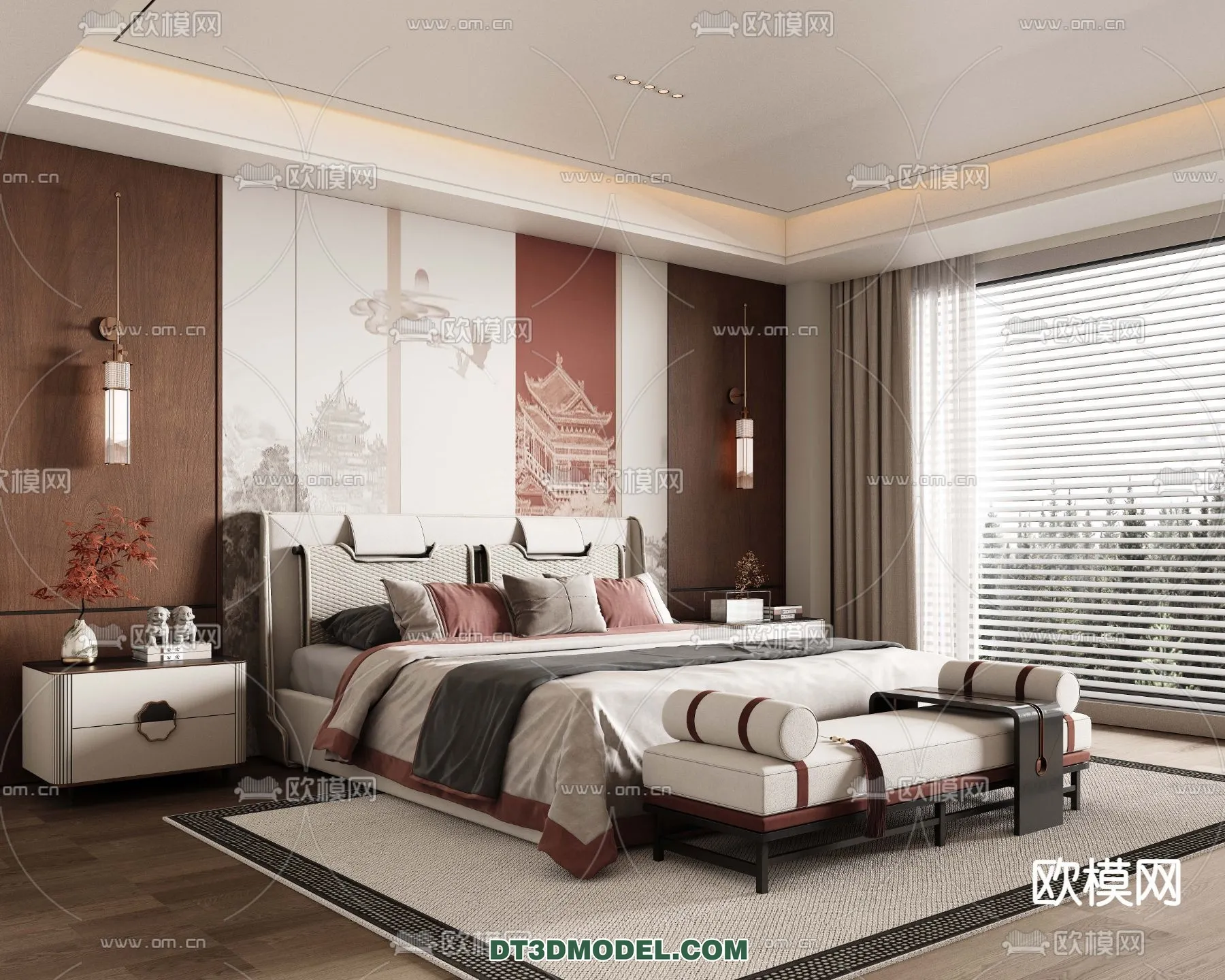 BEDROOM – CHINESE STYLE – 3D Model For Interior Design – 543