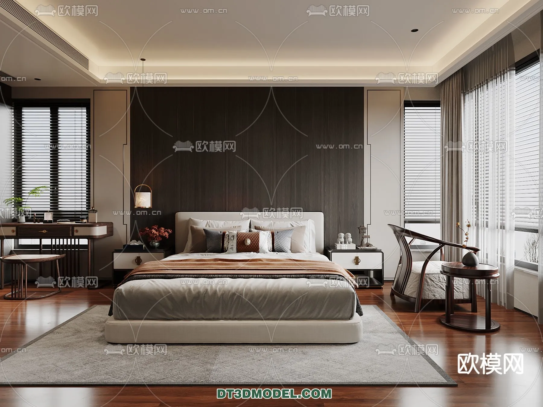 BEDROOM – CHINESE STYLE – 3D Model For Interior Design – 545