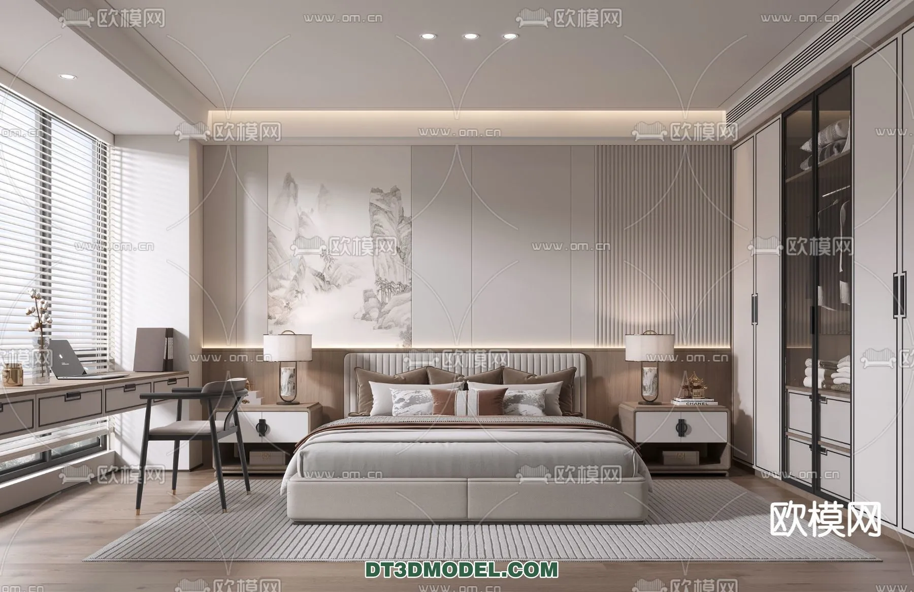 BEDROOM – CHINESE STYLE – 3D Model For Interior Design – 546