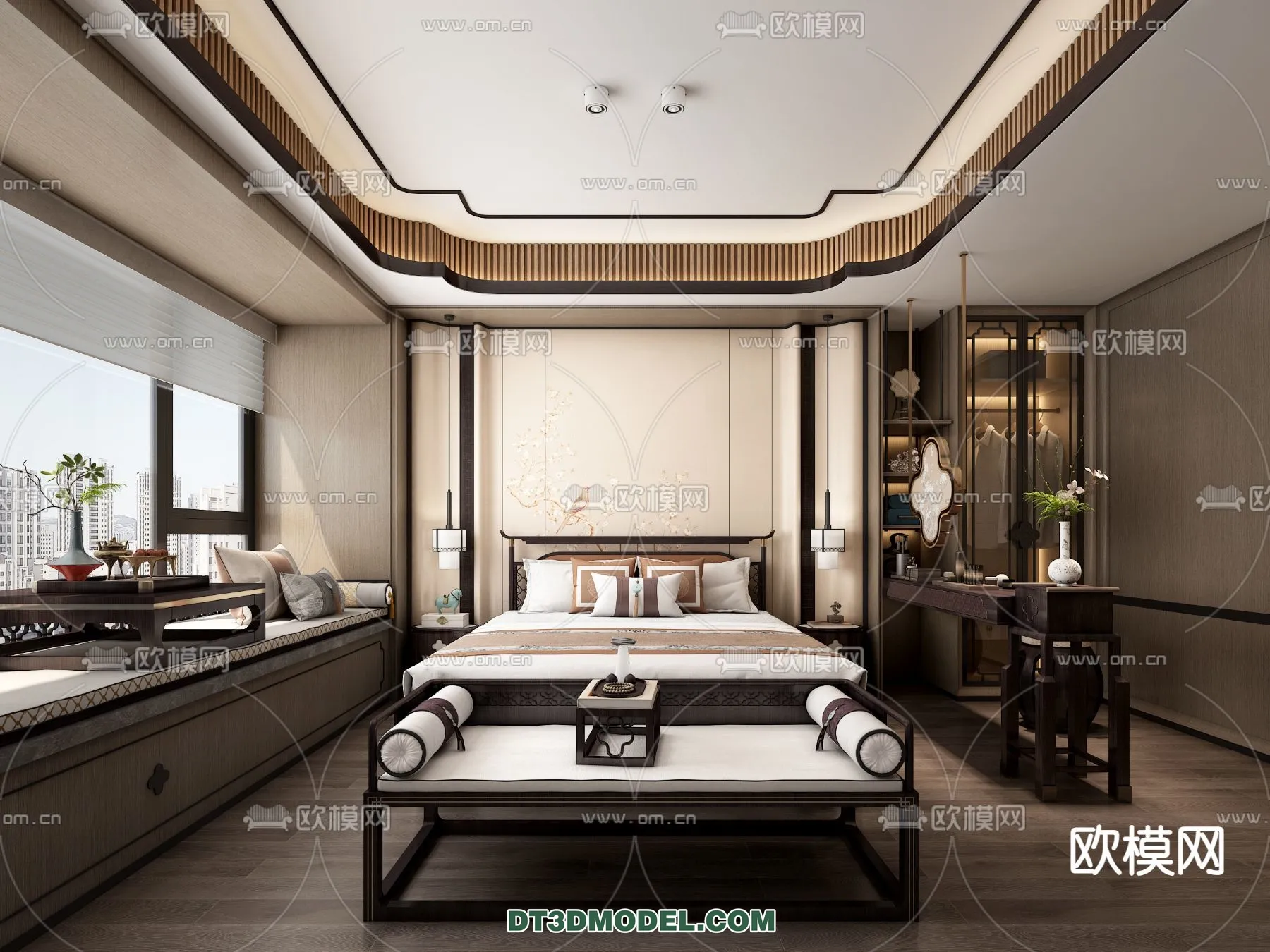 BEDROOM – CHINESE STYLE – 3D Model For Interior Design – 547