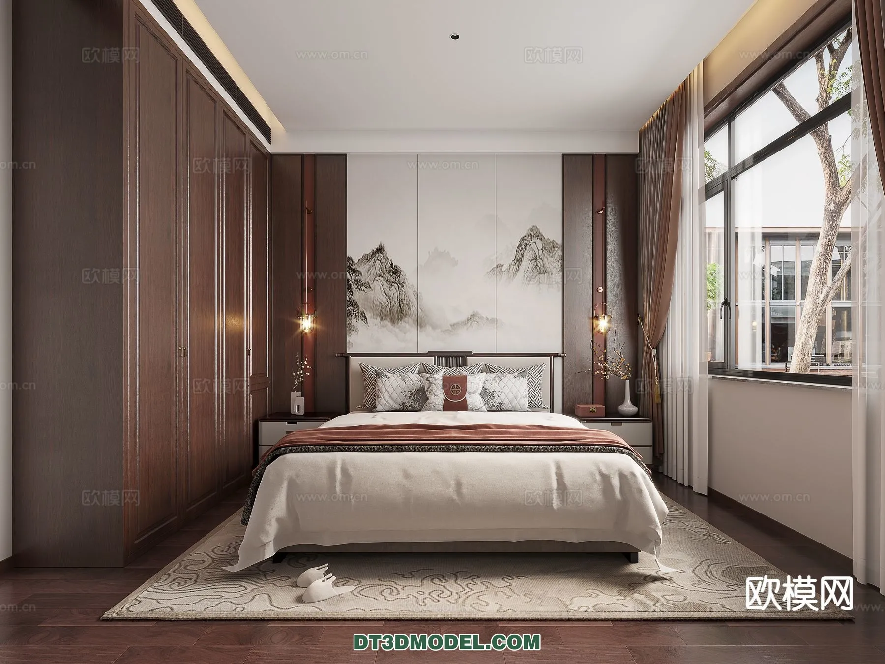 BEDROOM – CHINESE STYLE – 3D Model For Interior Design – 550