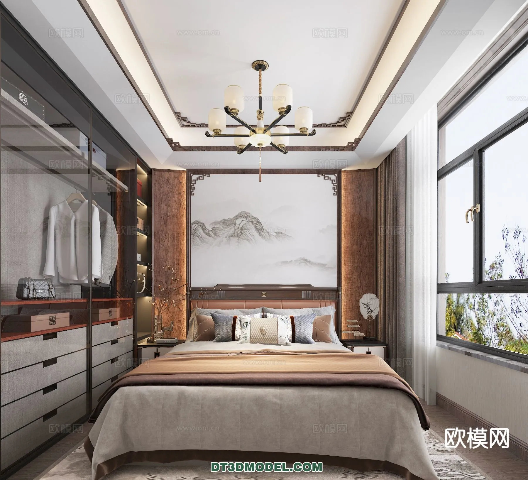 BEDROOM – CHINESE STYLE – 3D Model For Interior Design – 552