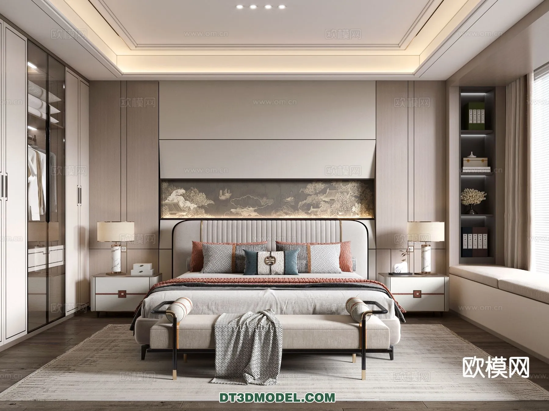 BEDROOM – CHINESE STYLE – 3D Model For Interior Design – 553