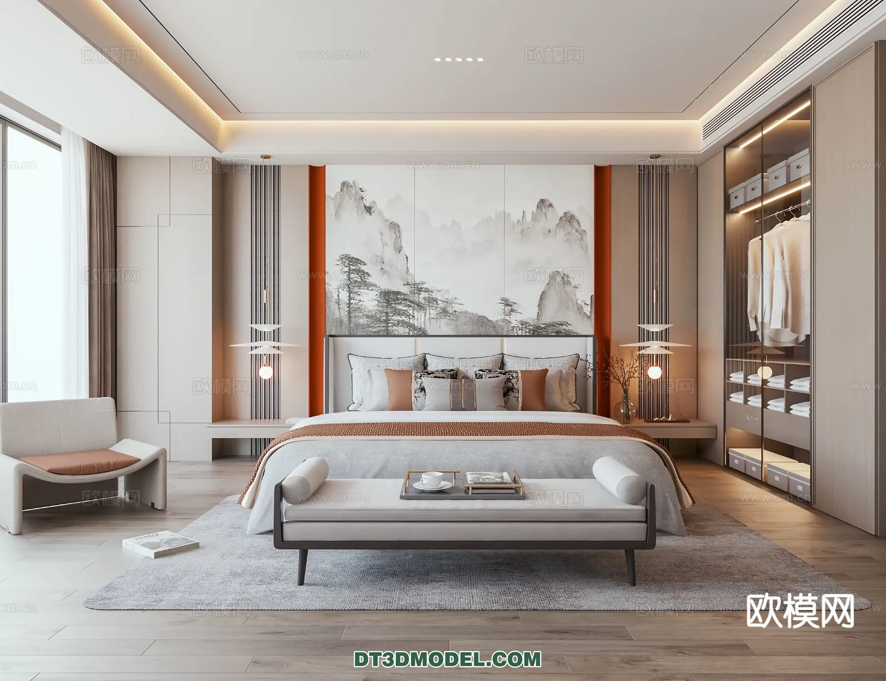 BEDROOM – CHINESE STYLE – 3D Model For Interior Design – 554