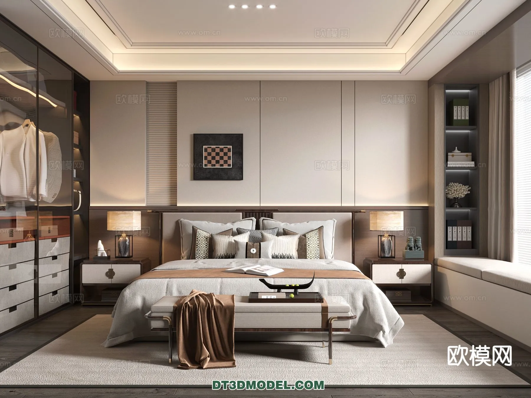 BEDROOM – CHINESE STYLE – 3D Model For Interior Design – 556