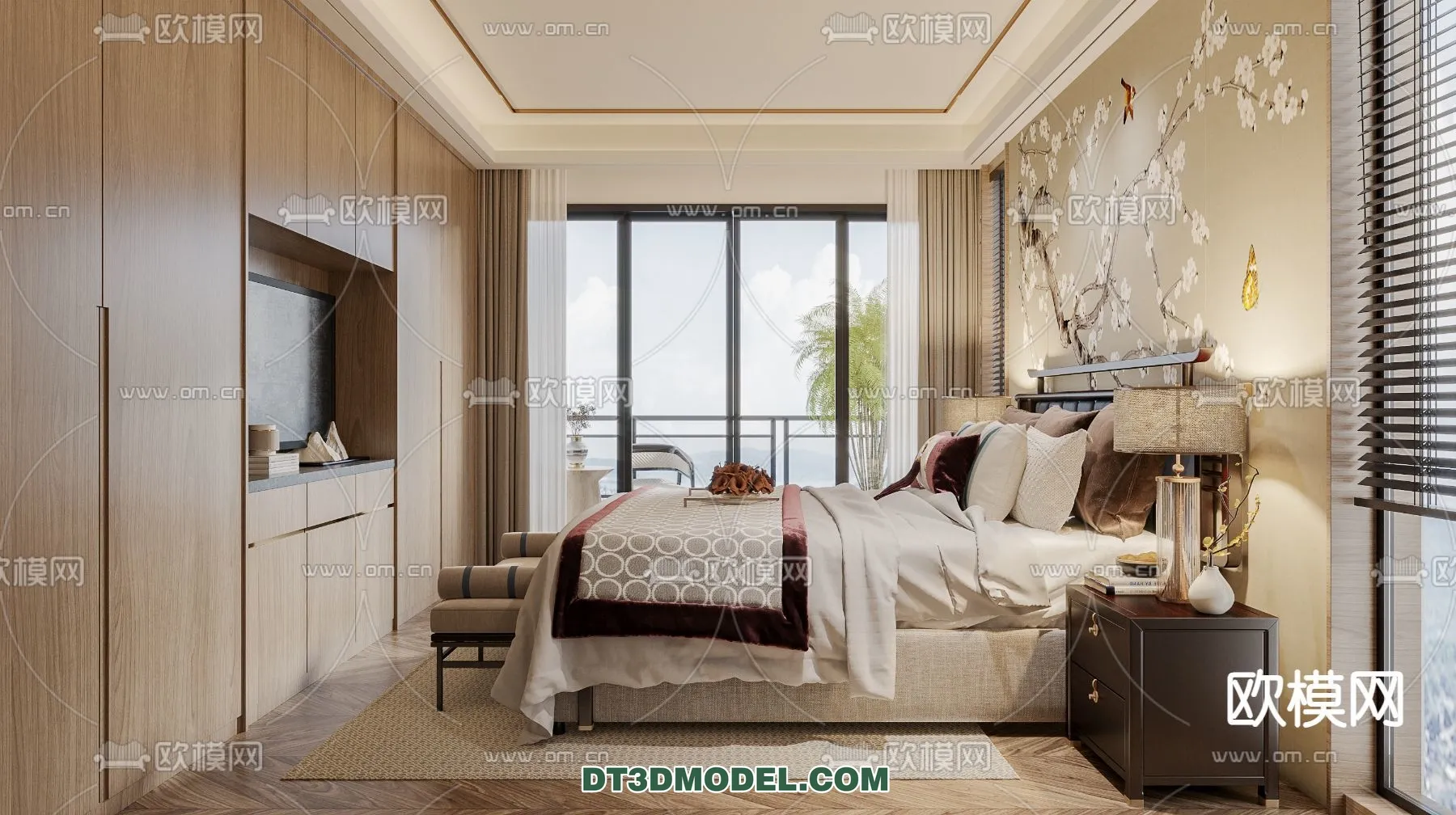 BEDROOM – CHINESE STYLE – 3D Model For Interior Design – 557