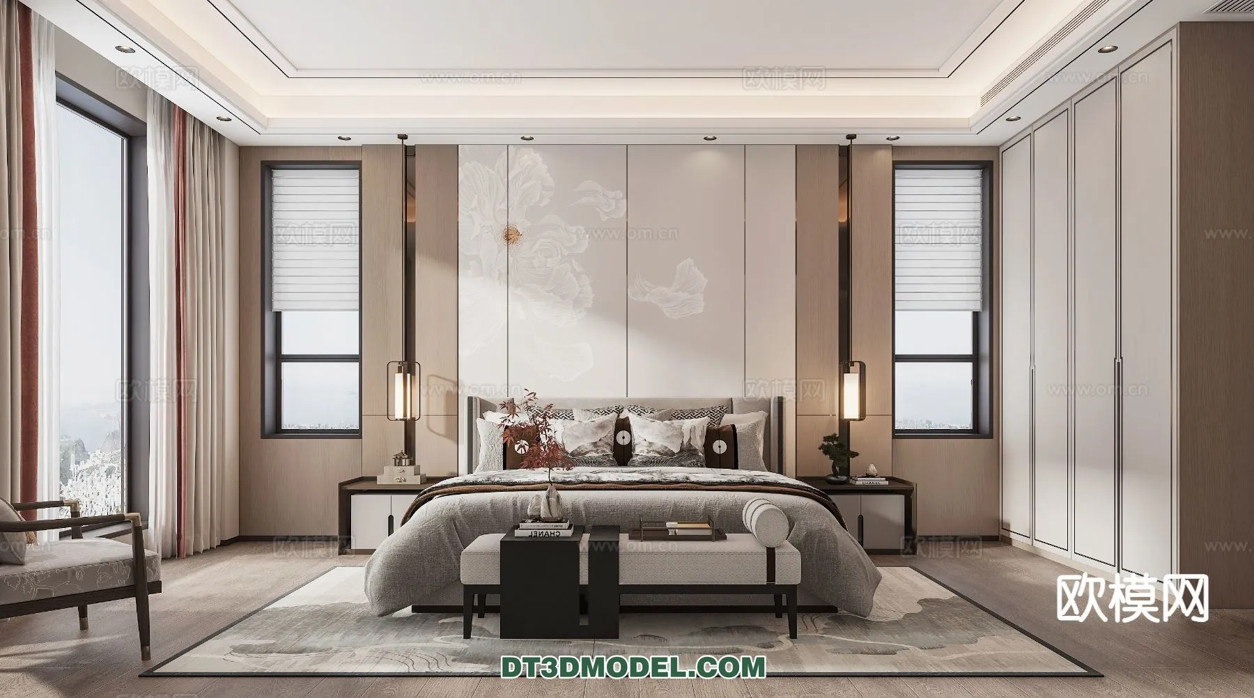 BEDROOM – CHINESE STYLE – 3D Model For Interior Design – 561