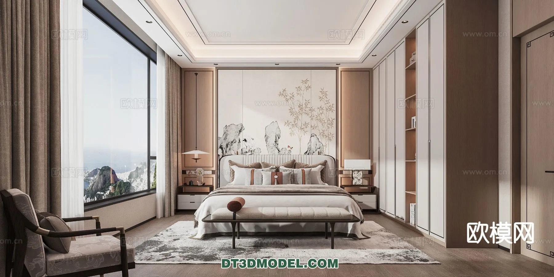 BEDROOM – CHINESE STYLE – 3D Model For Interior Design – 562