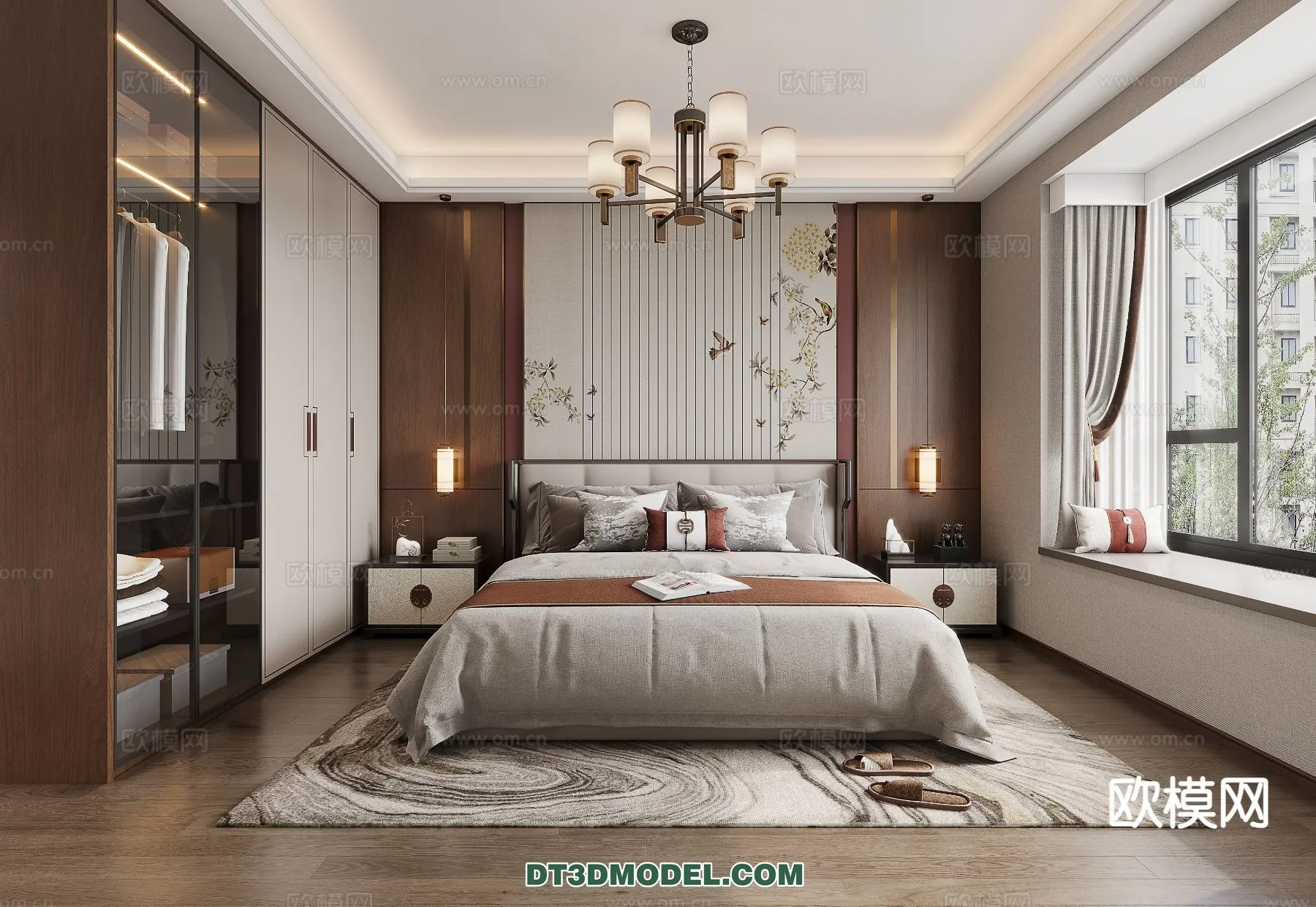 BEDROOM – CHINESE STYLE – 3D Model For Interior Design – 563