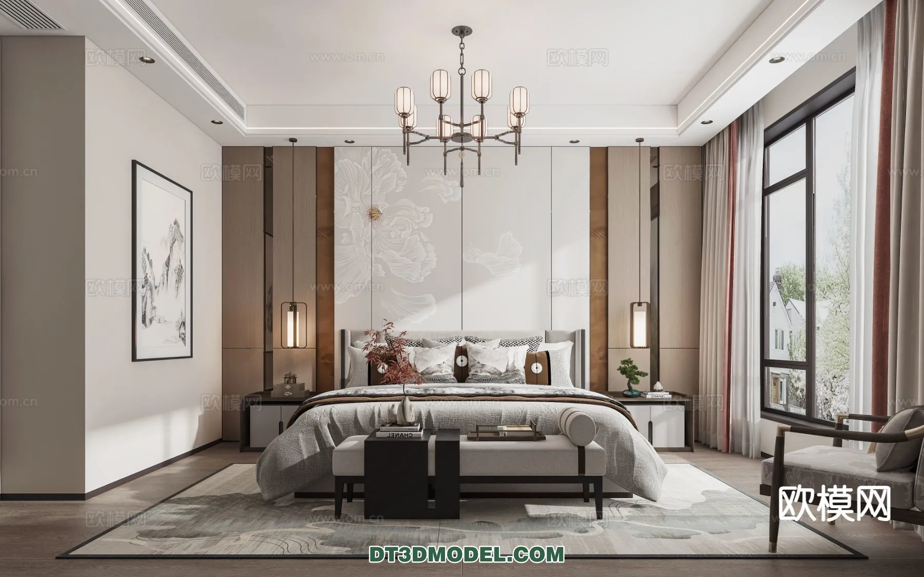 BEDROOM – CHINESE STYLE – 3D Model For Interior Design – 564