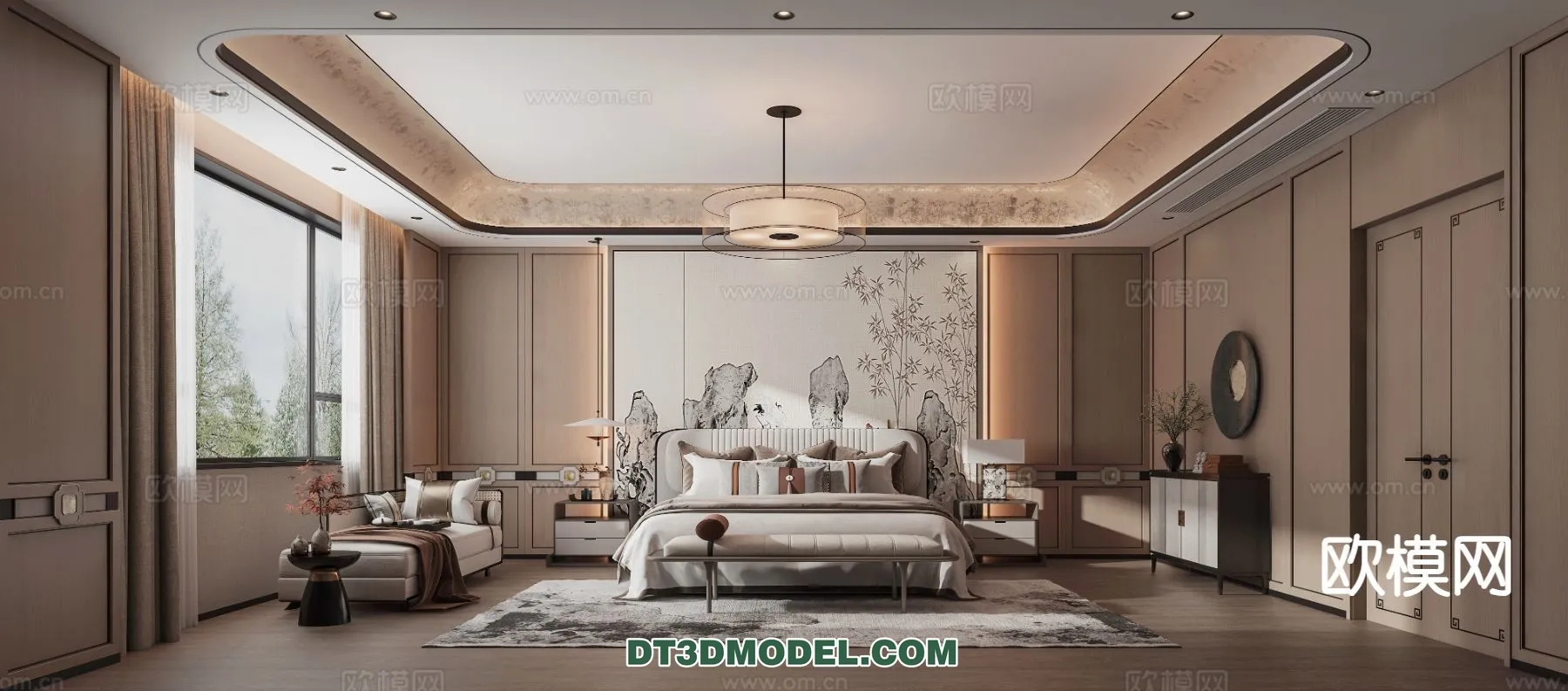 BEDROOM – CHINESE STYLE – 3D Model For Interior Design – 565