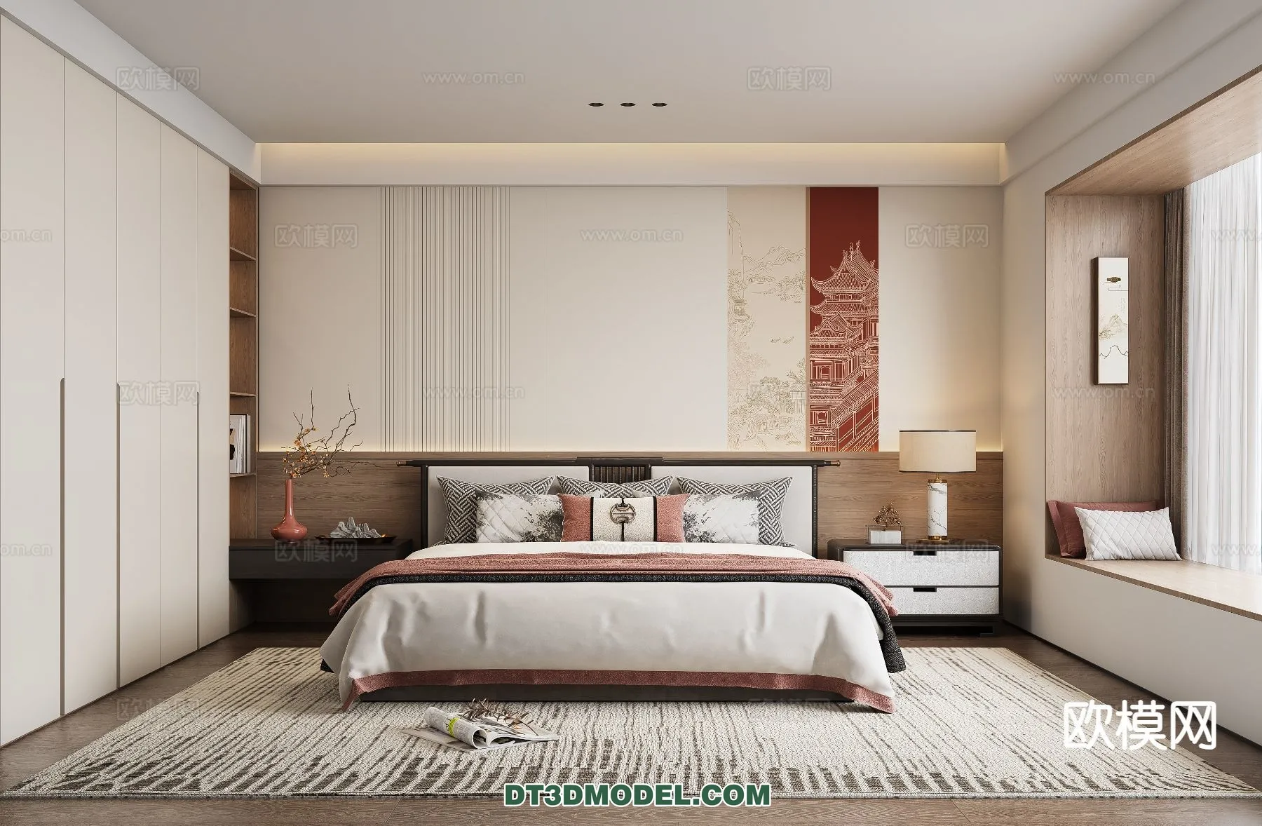 BEDROOM – CHINESE STYLE – 3D Model For Interior Design – 566