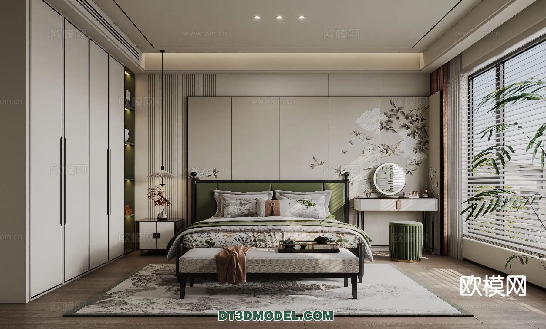 BEDROOM – CHINESE STYLE – 3D Model For Interior Design – 568