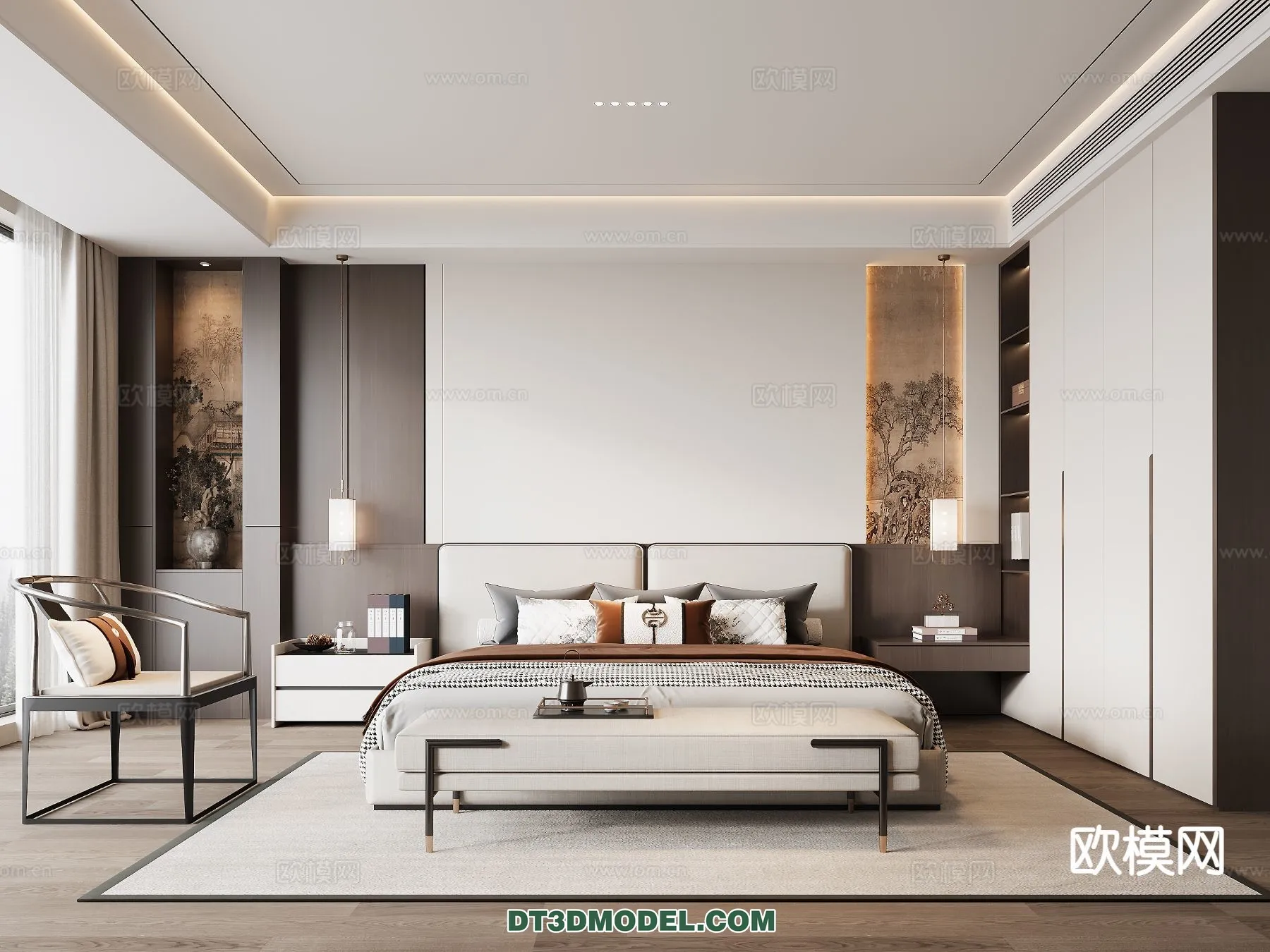 BEDROOM – CHINESE STYLE – 3D Model For Interior Design – 569