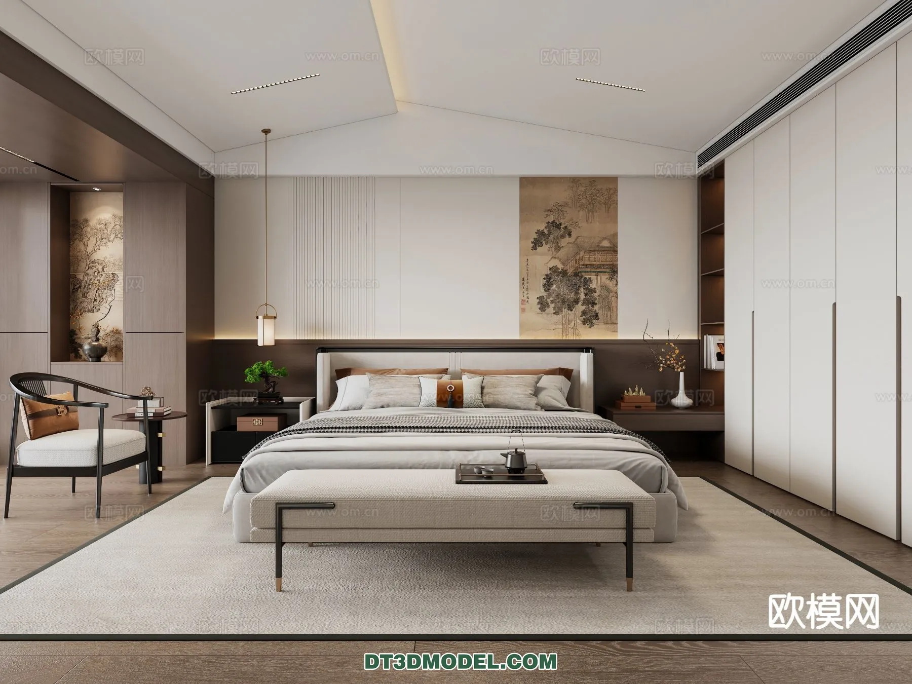 BEDROOM – CHINESE STYLE – 3D Model For Interior Design – 570