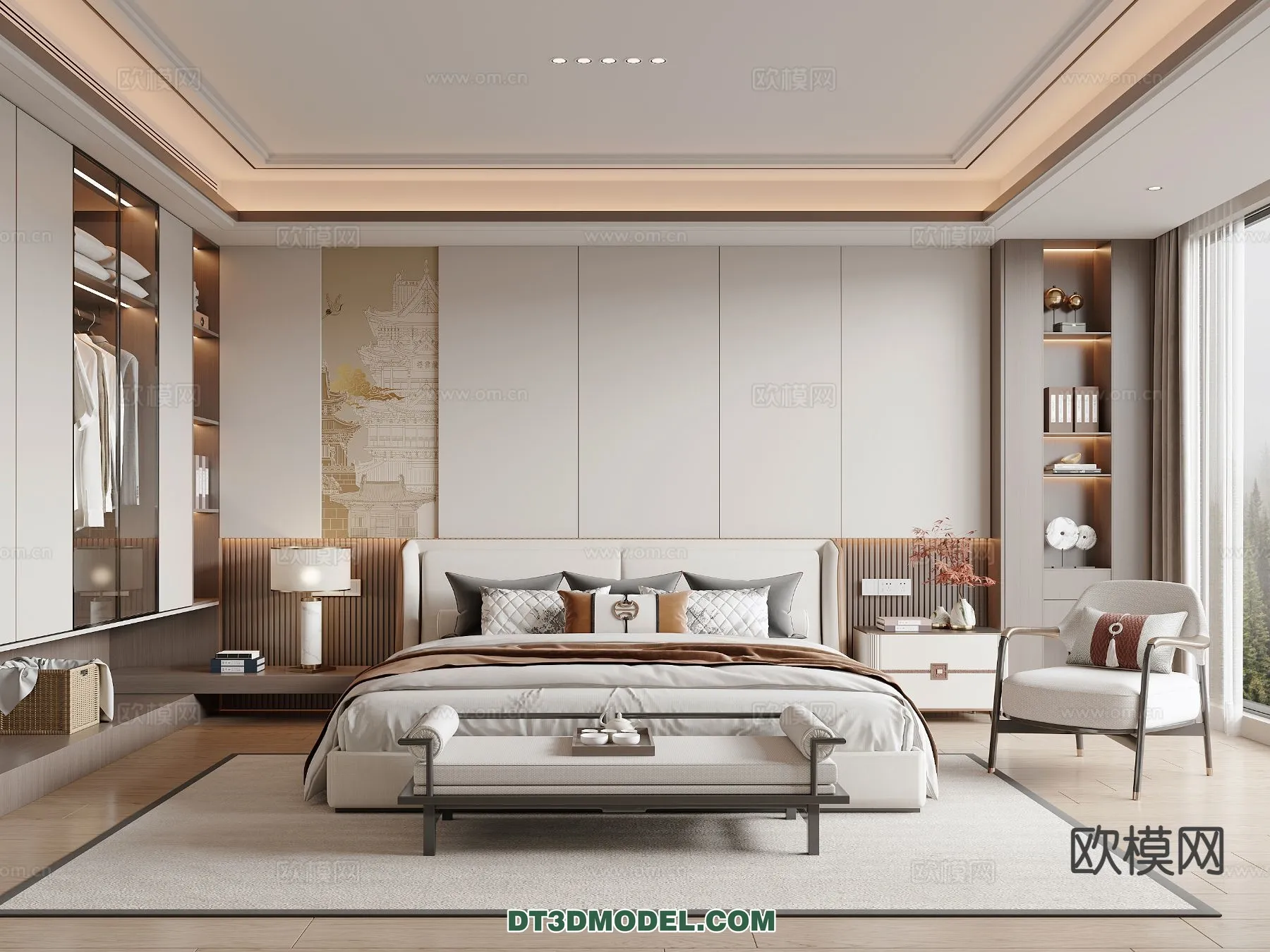 BEDROOM – CHINESE STYLE – 3D Model For Interior Design – 571