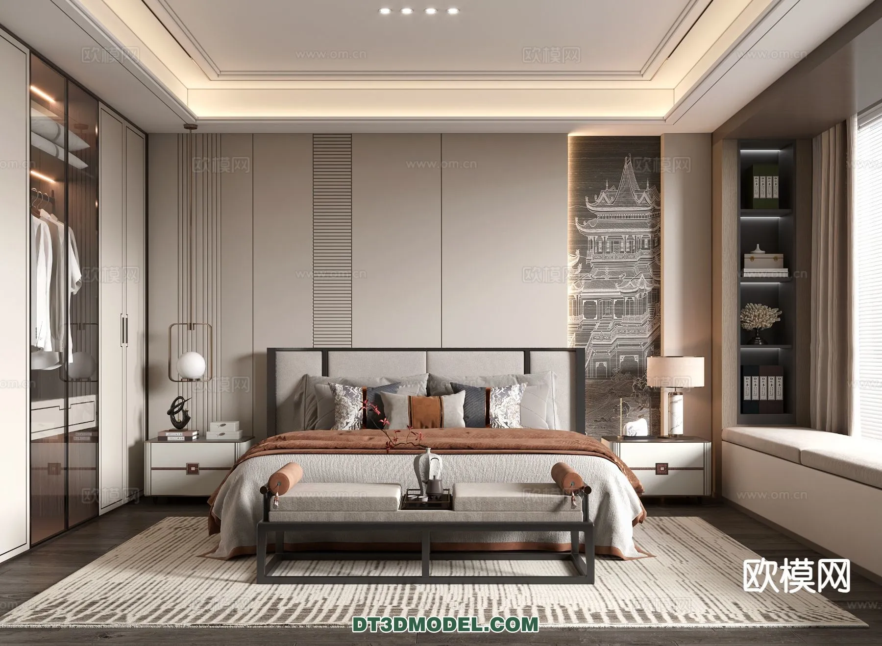 BEDROOM – CHINESE STYLE – 3D Model For Interior Design – 572