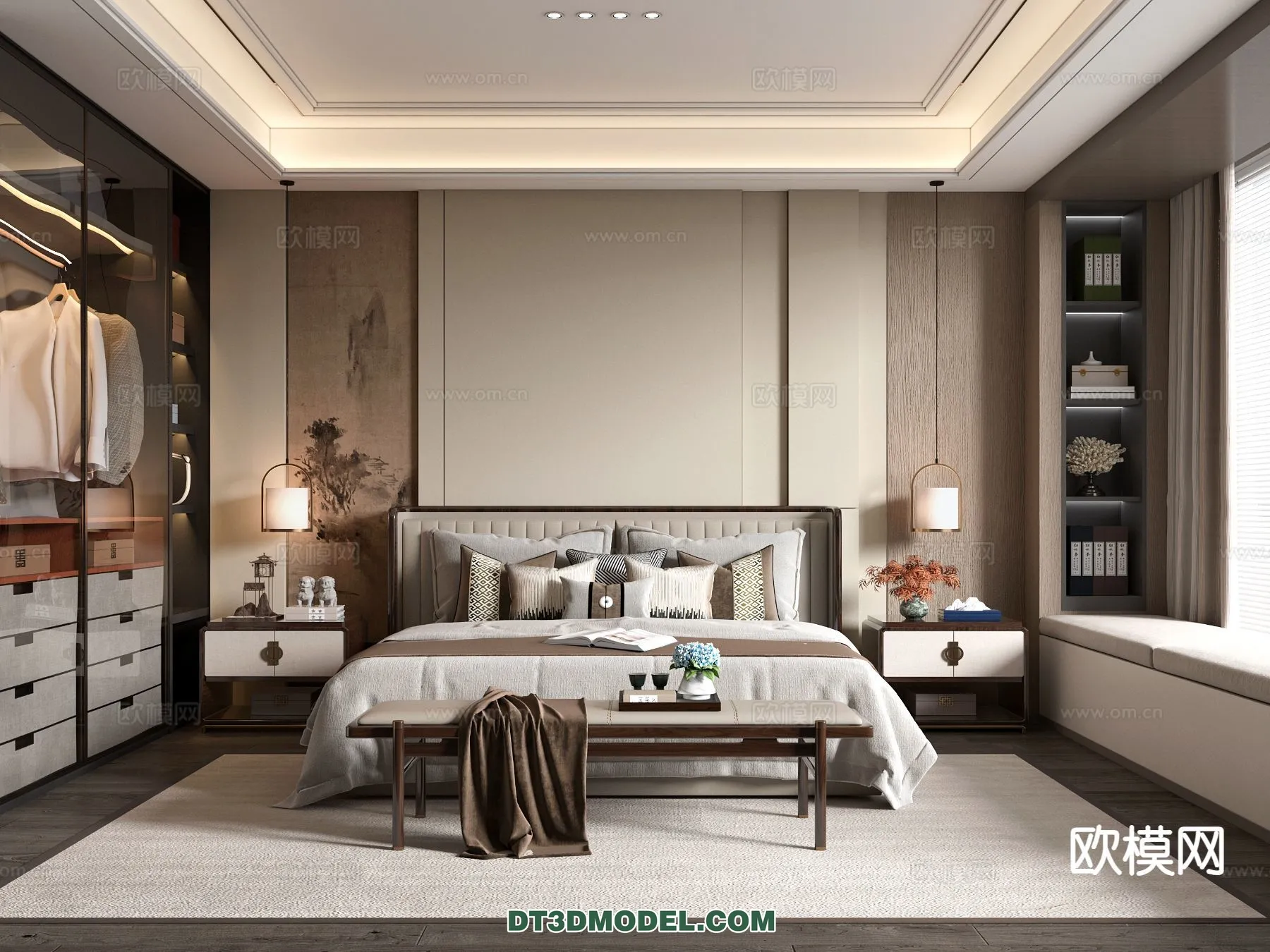 BEDROOM – CHINESE STYLE – 3D Model For Interior Design – 573