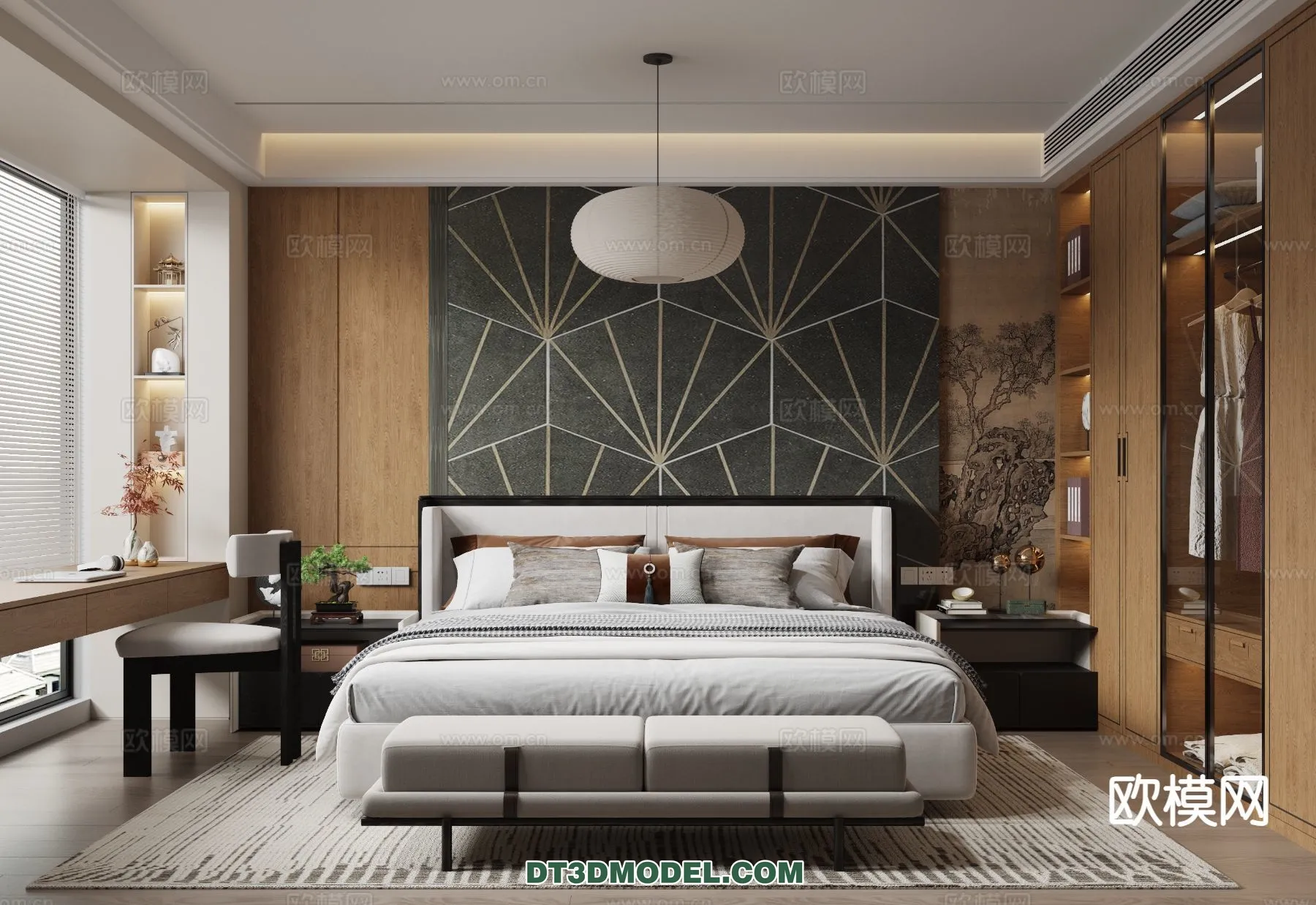 BEDROOM – CHINESE STYLE – 3D Model For Interior Design – 576