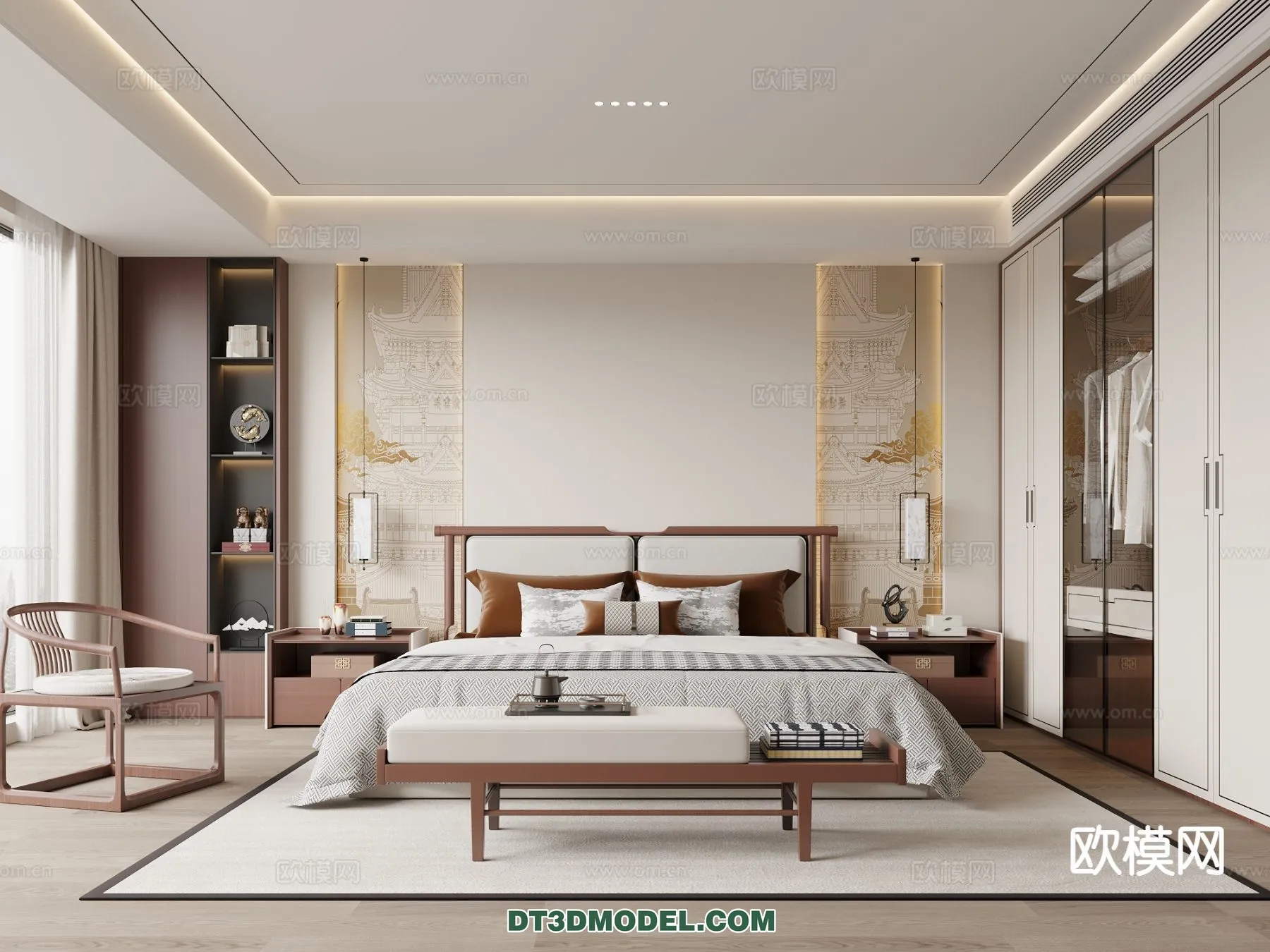 BEDROOM – CHINESE STYLE – 3D Model For Interior Design – 578