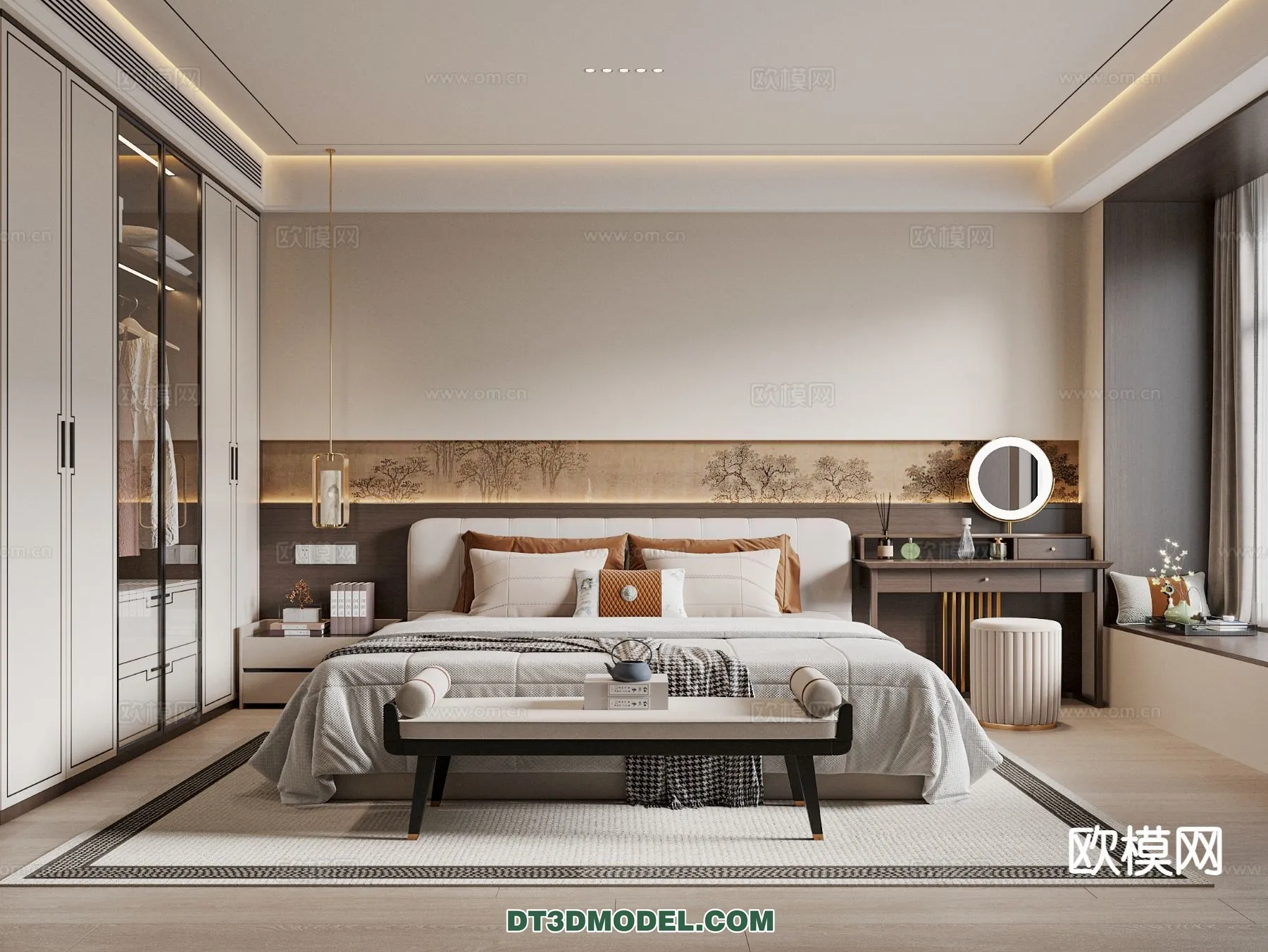 BEDROOM – CHINESE STYLE – 3D Model For Interior Design – 580