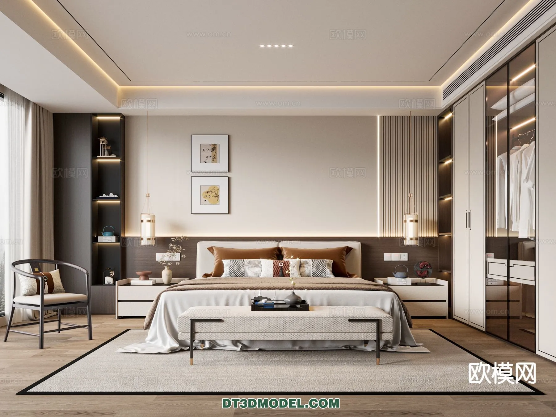 BEDROOM – CHINESE STYLE – 3D Model For Interior Design – 581