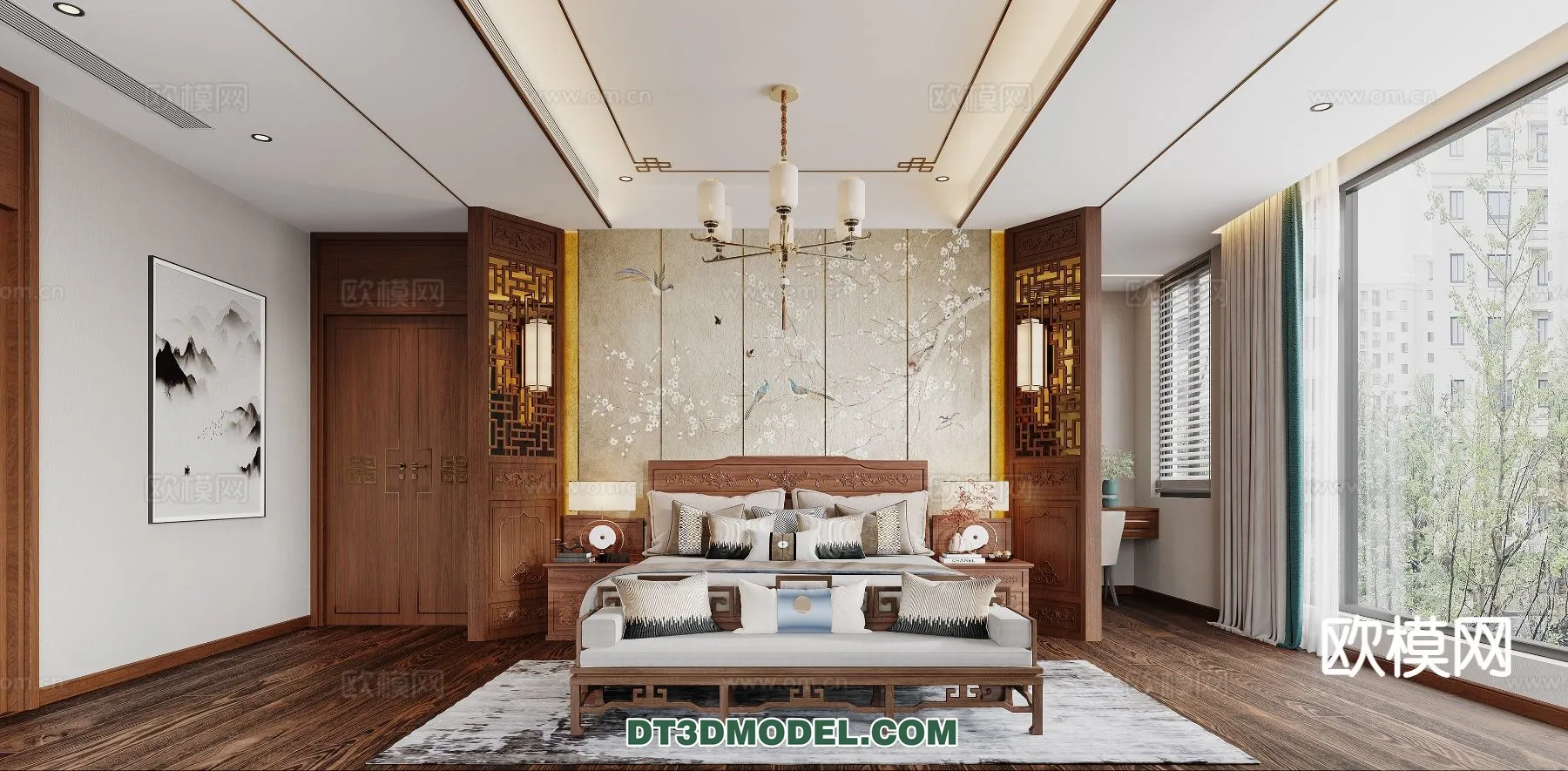 BEDROOM – CHINESE STYLE – 3D Model For Interior Design – 583