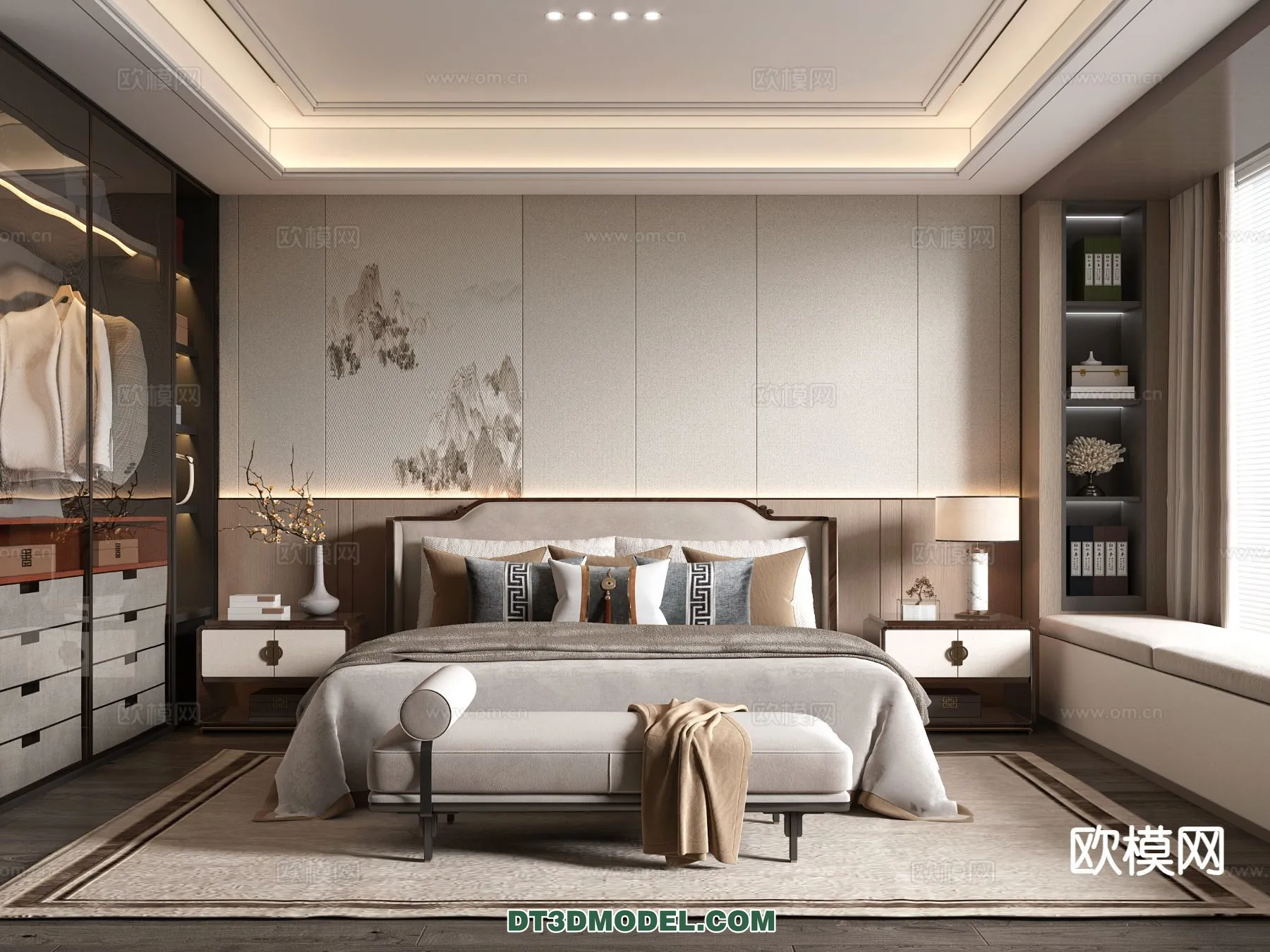 BEDROOM – CHINESE STYLE – 3D Model For Interior Design – 584