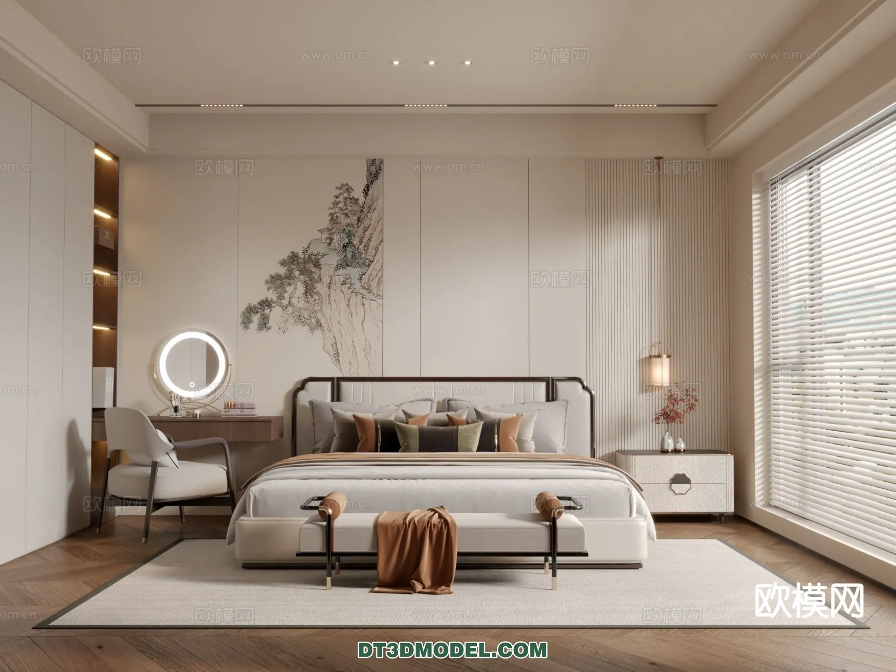 BEDROOM – CHINESE STYLE – 3D Model For Interior Design – 586