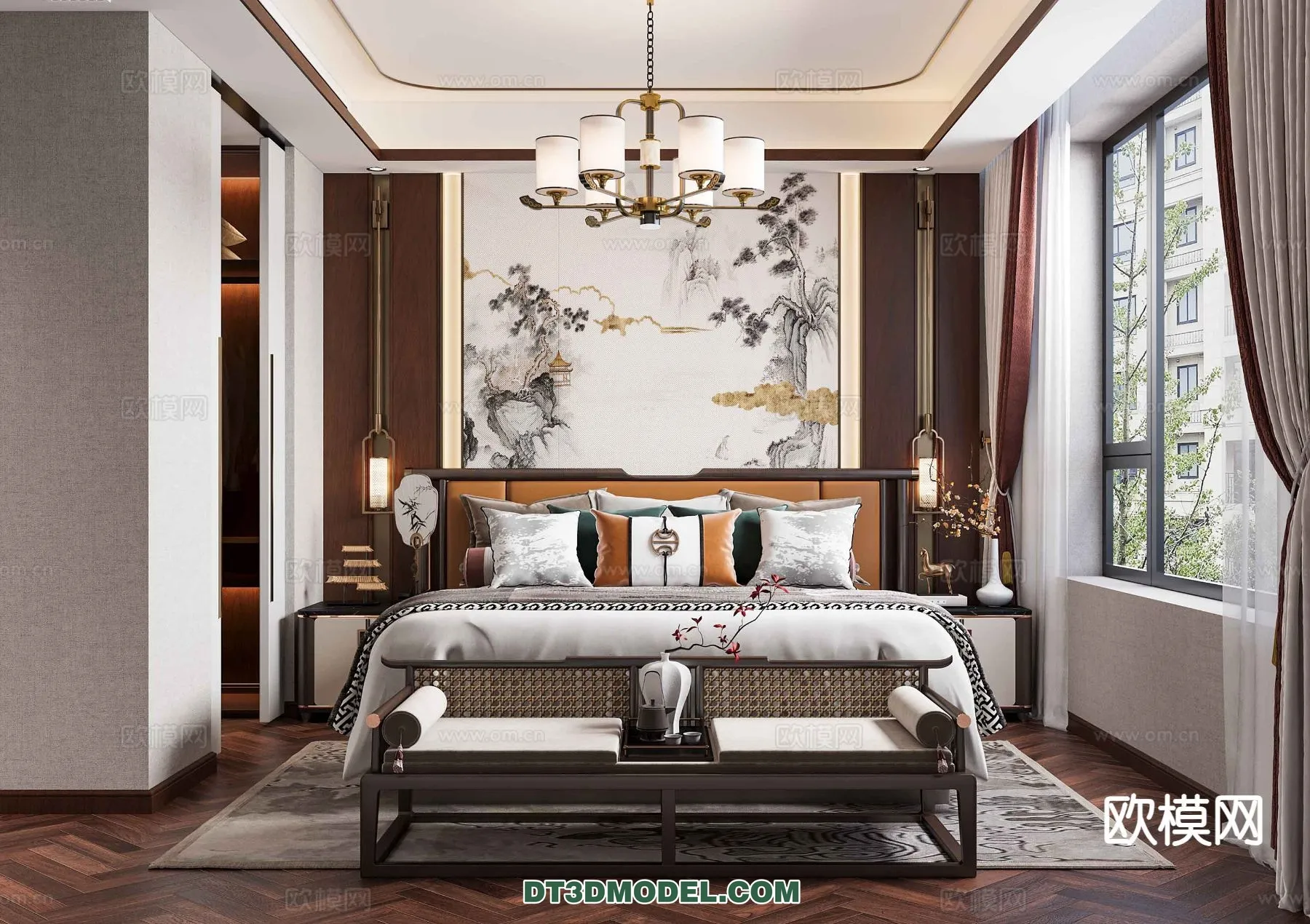 BEDROOM – CHINESE STYLE – 3D Model For Interior Design – 587