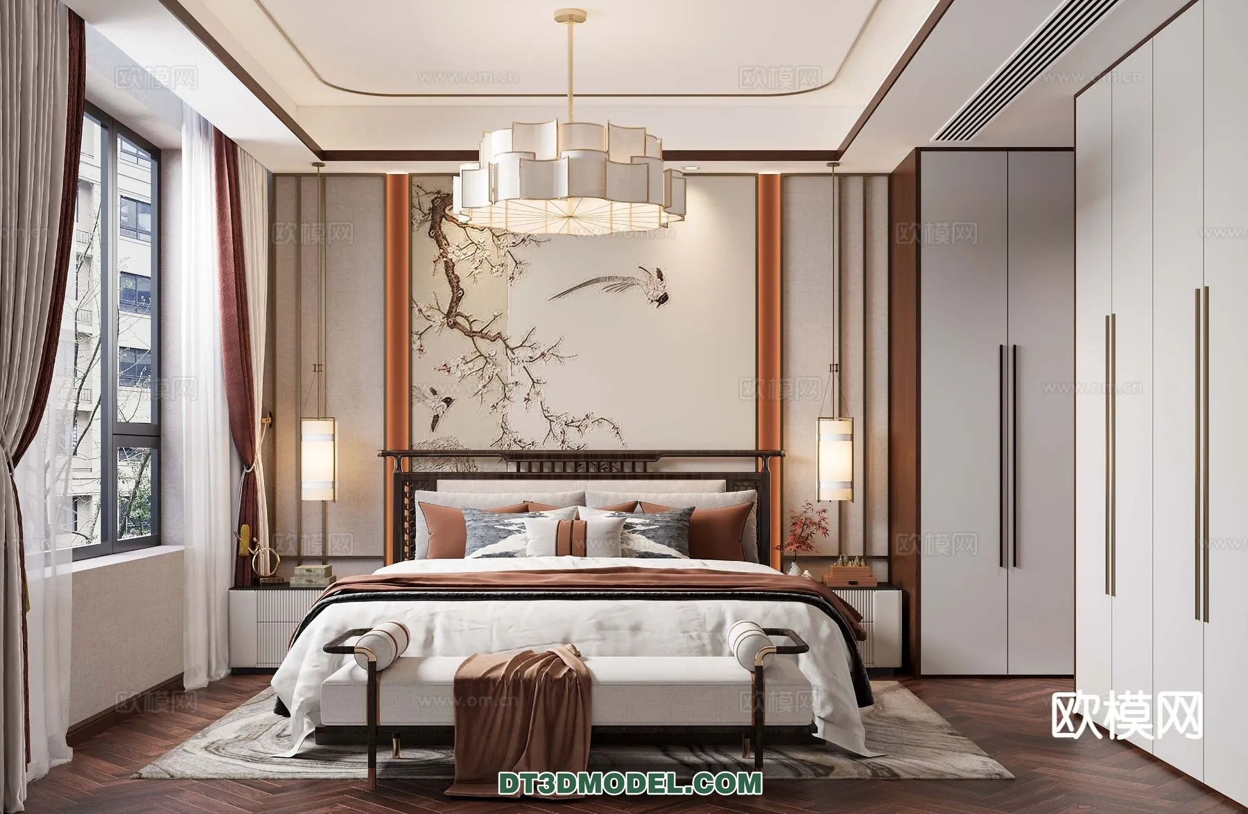 BEDROOM – CHINESE STYLE – 3D Model For Interior Design – 588