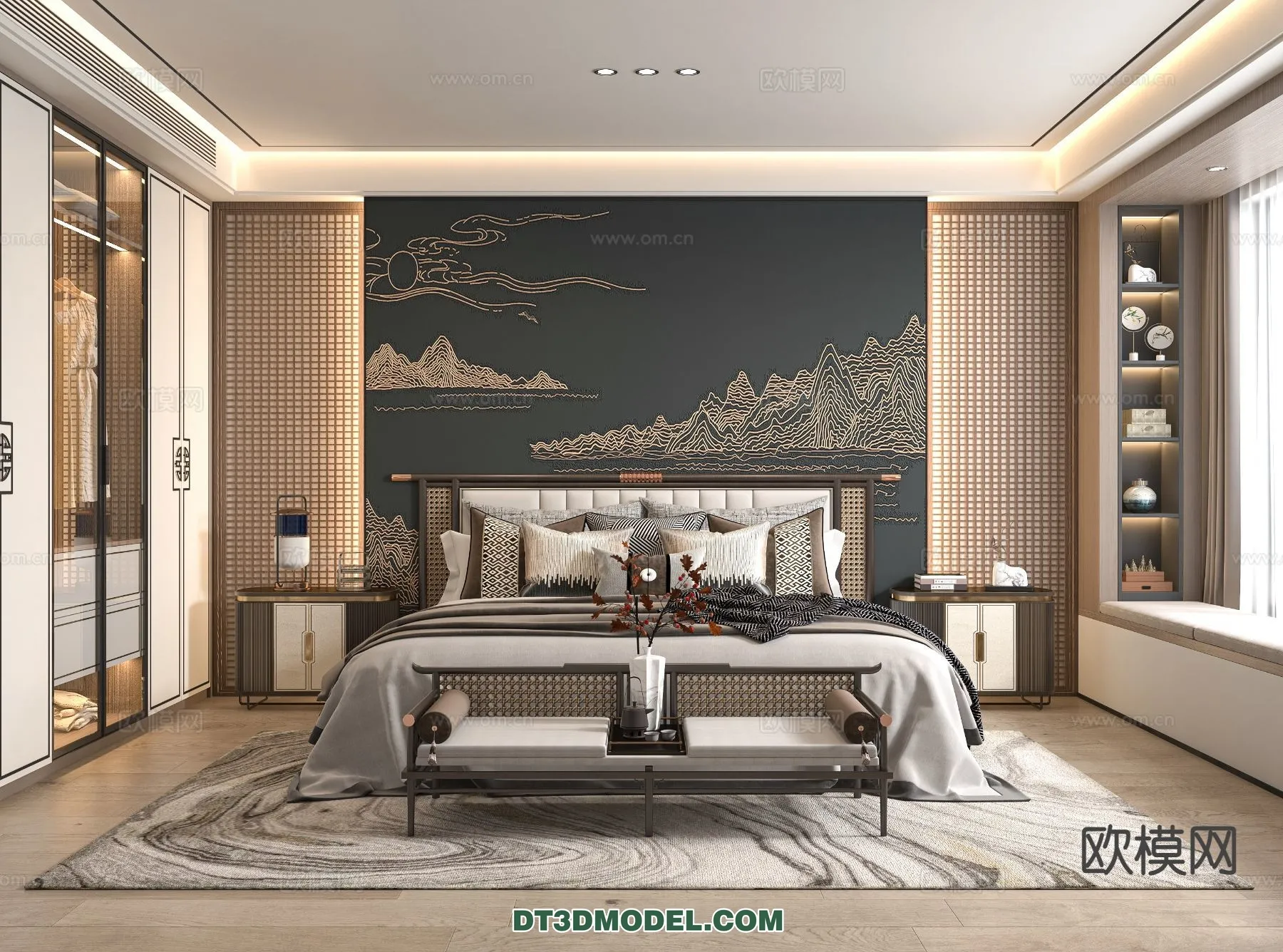 BEDROOM – CHINESE STYLE – 3D Model For Interior Design – 589