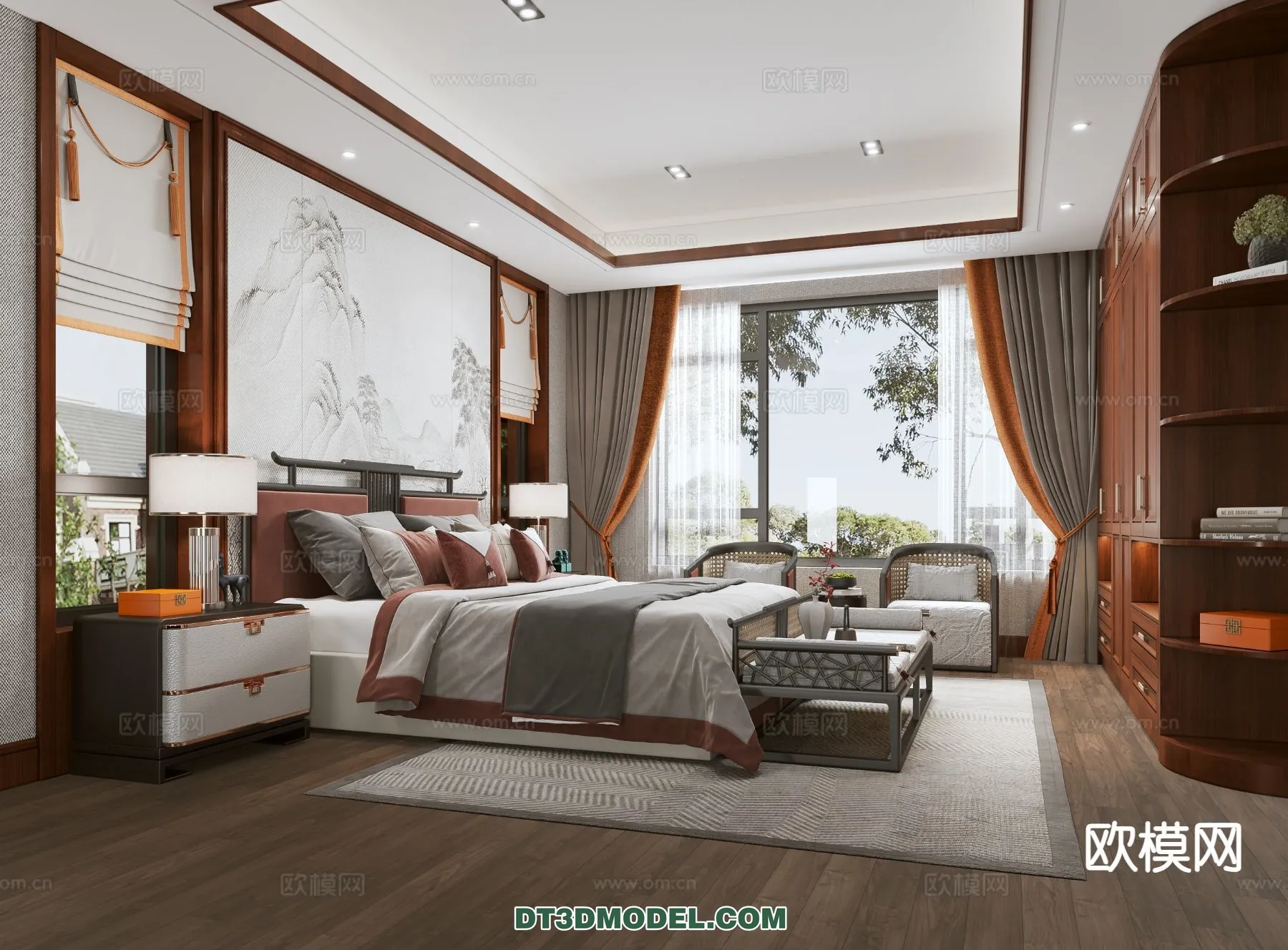 BEDROOM – CHINESE STYLE – 3D Model For Interior Design – 591