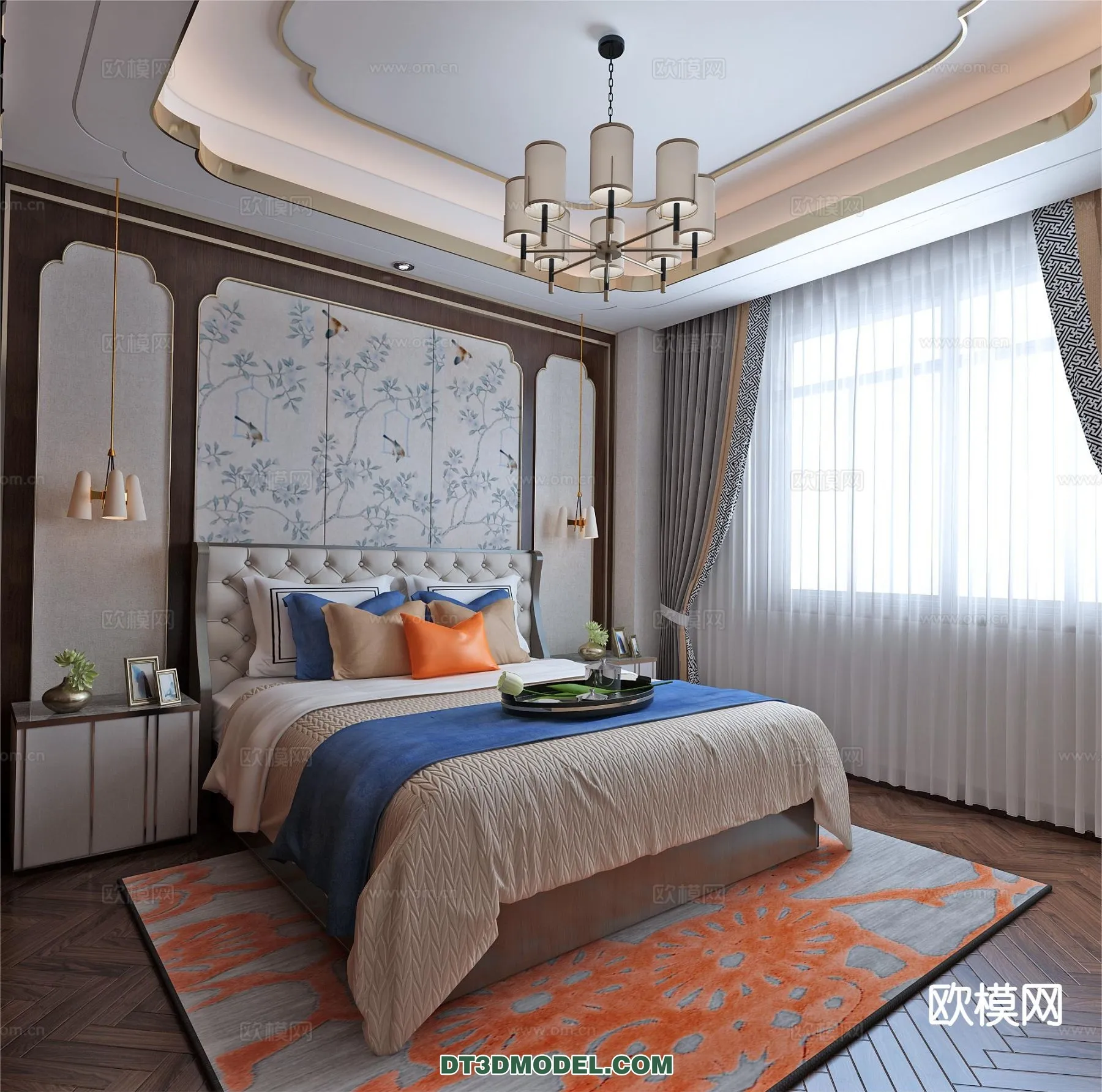 BEDROOM – CHINESE STYLE – 3D Model For Interior Design – 592