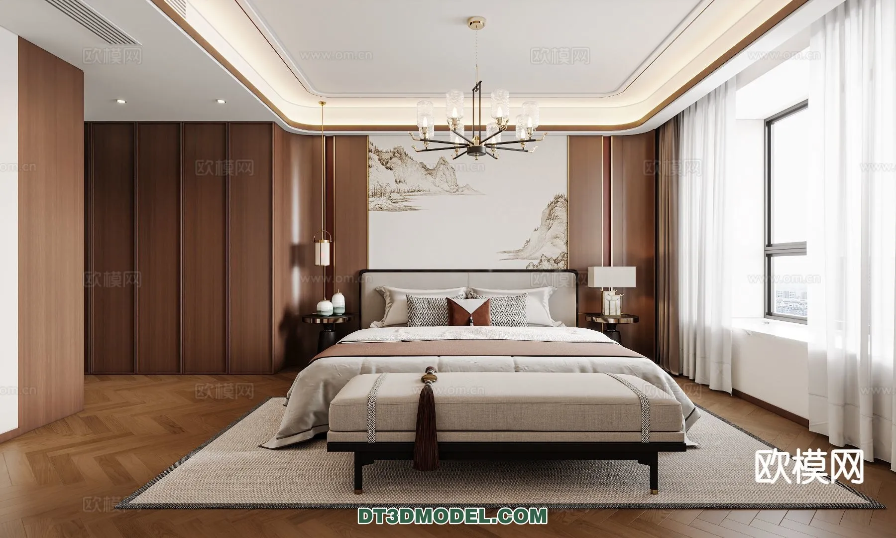 BEDROOM – CHINESE STYLE – 3D Model For Interior Design – 594