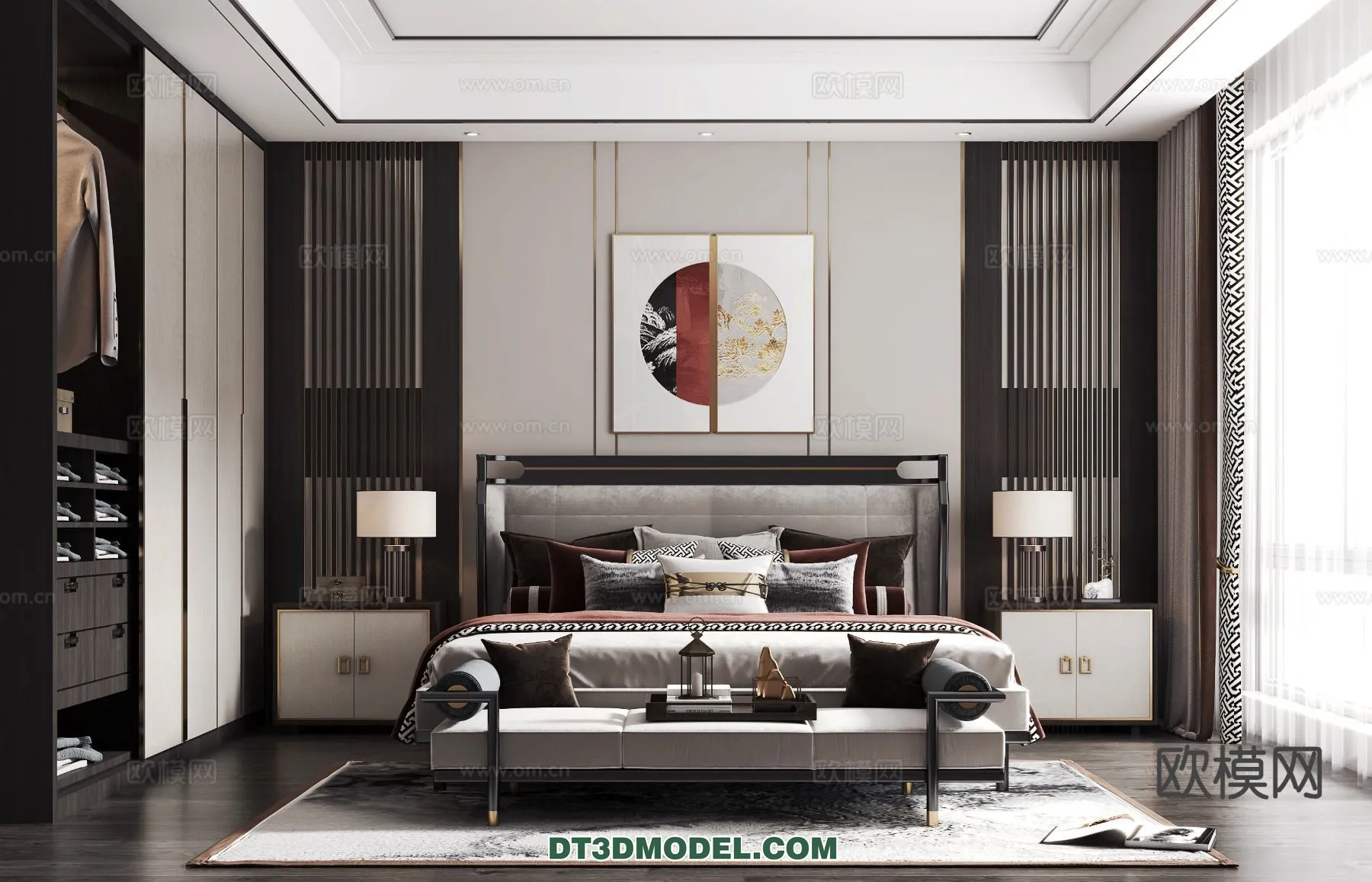 BEDROOM – CHINESE STYLE – 3D Model For Interior Design – 595