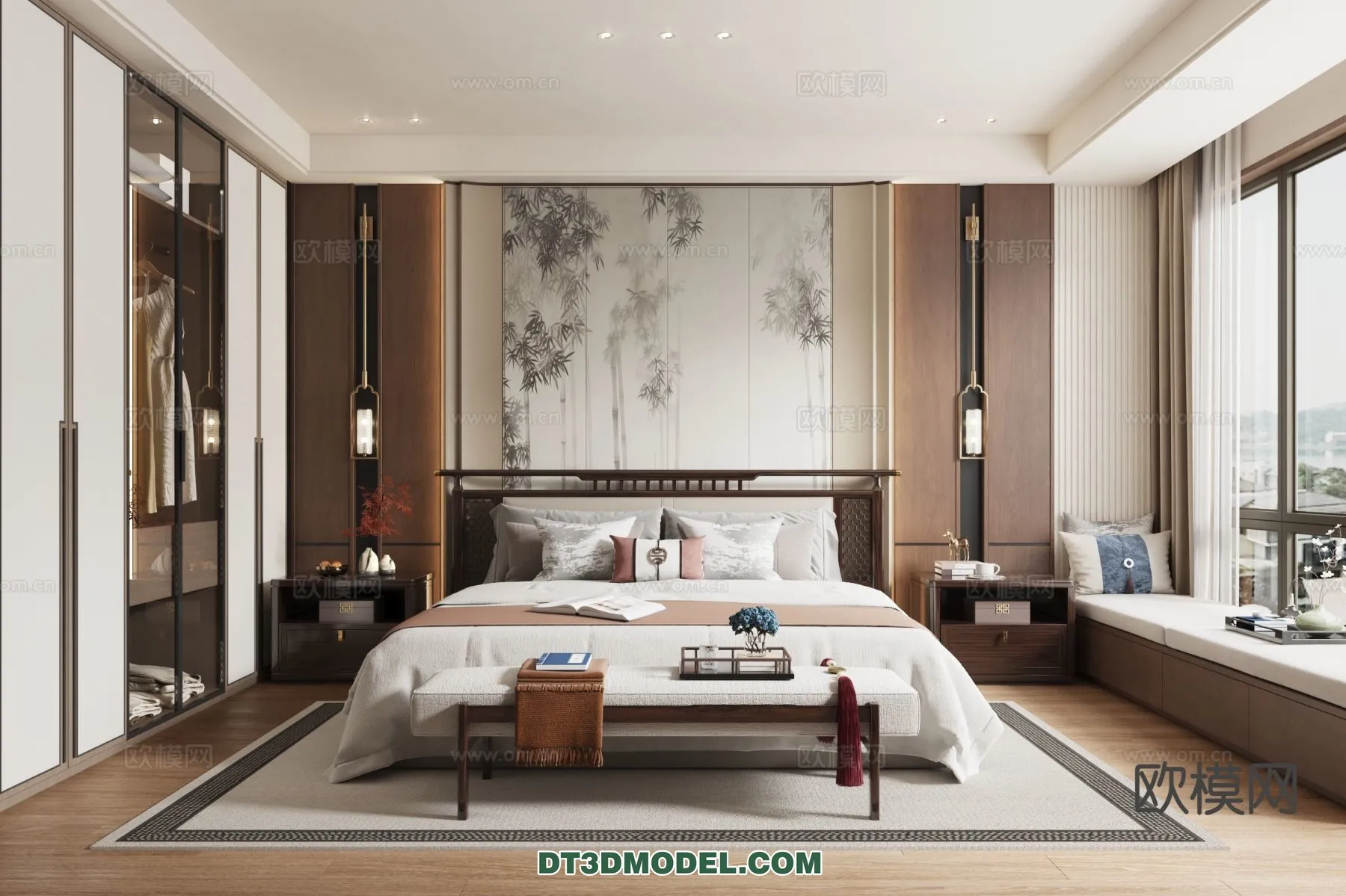 BEDROOM – CHINESE STYLE – 3D Model For Interior Design – 597