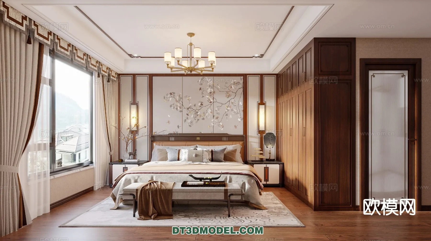 BEDROOM – CHINESE STYLE – 3D Model For Interior Design – 598