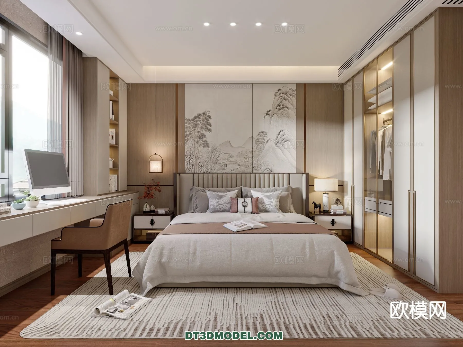 BEDROOM – CHINESE STYLE – 3D Model For Interior Design – 599