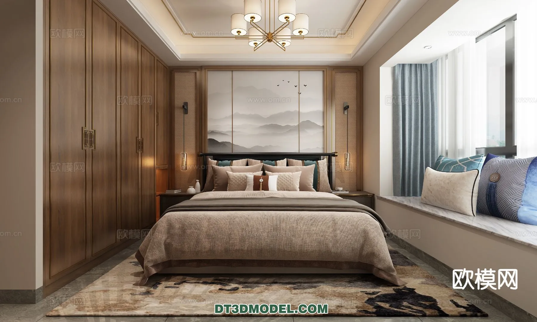 BEDROOM – CHINESE STYLE – 3D Model For Interior Design – 600