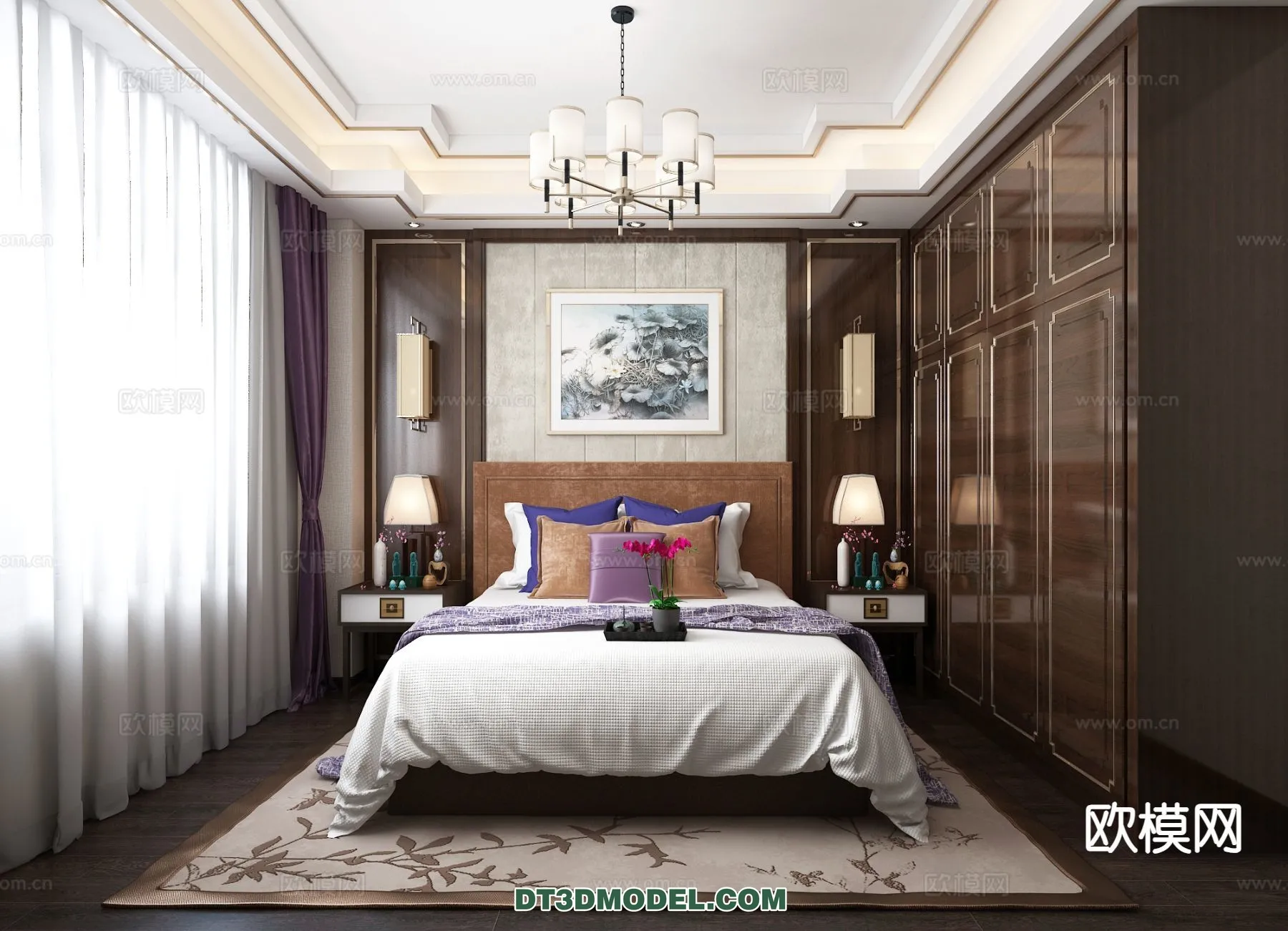 BEDROOM – CHINESE STYLE – 3D Model For Interior Design – 601