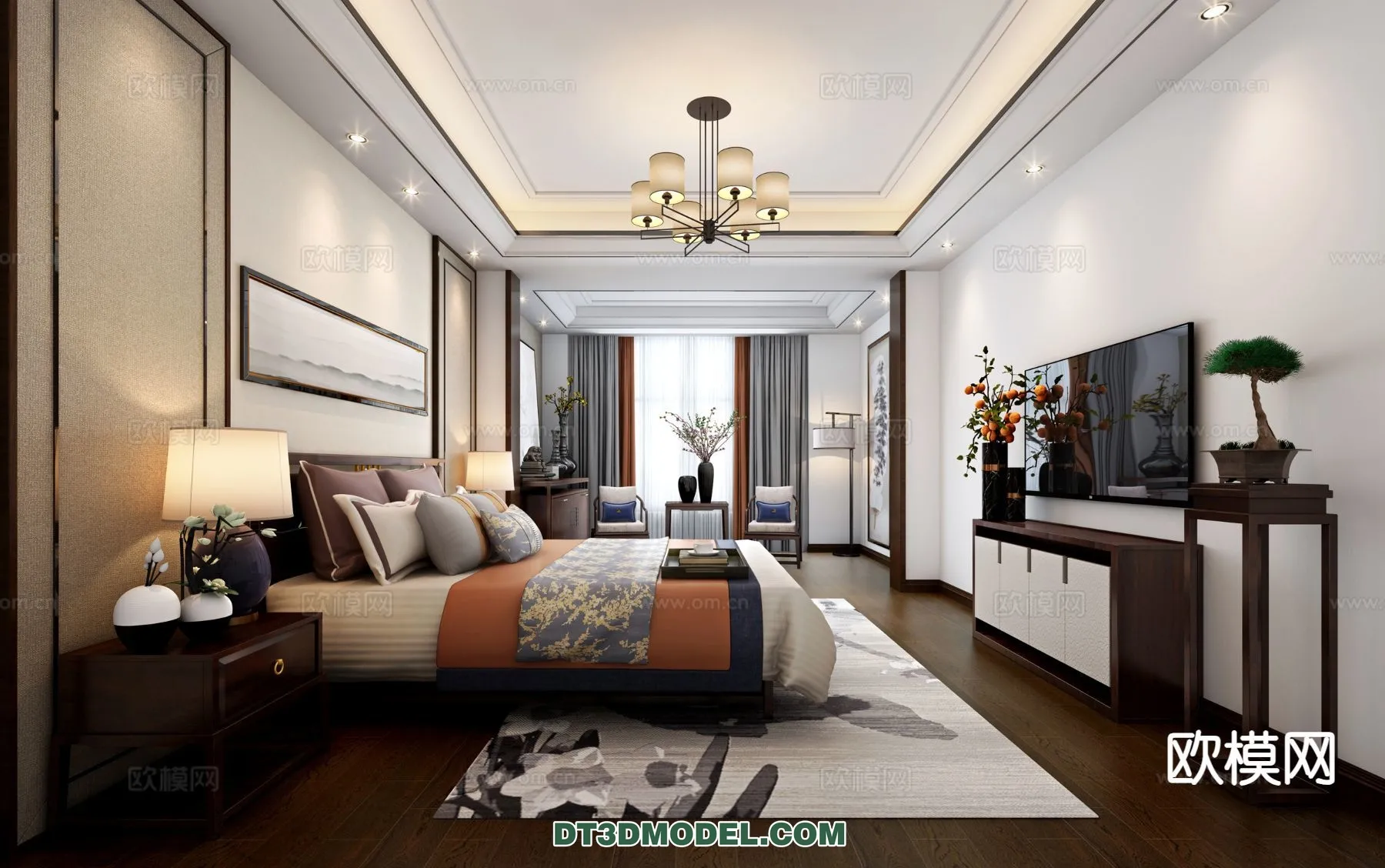 BEDROOM – CHINESE STYLE – 3D Model For Interior Design – 602